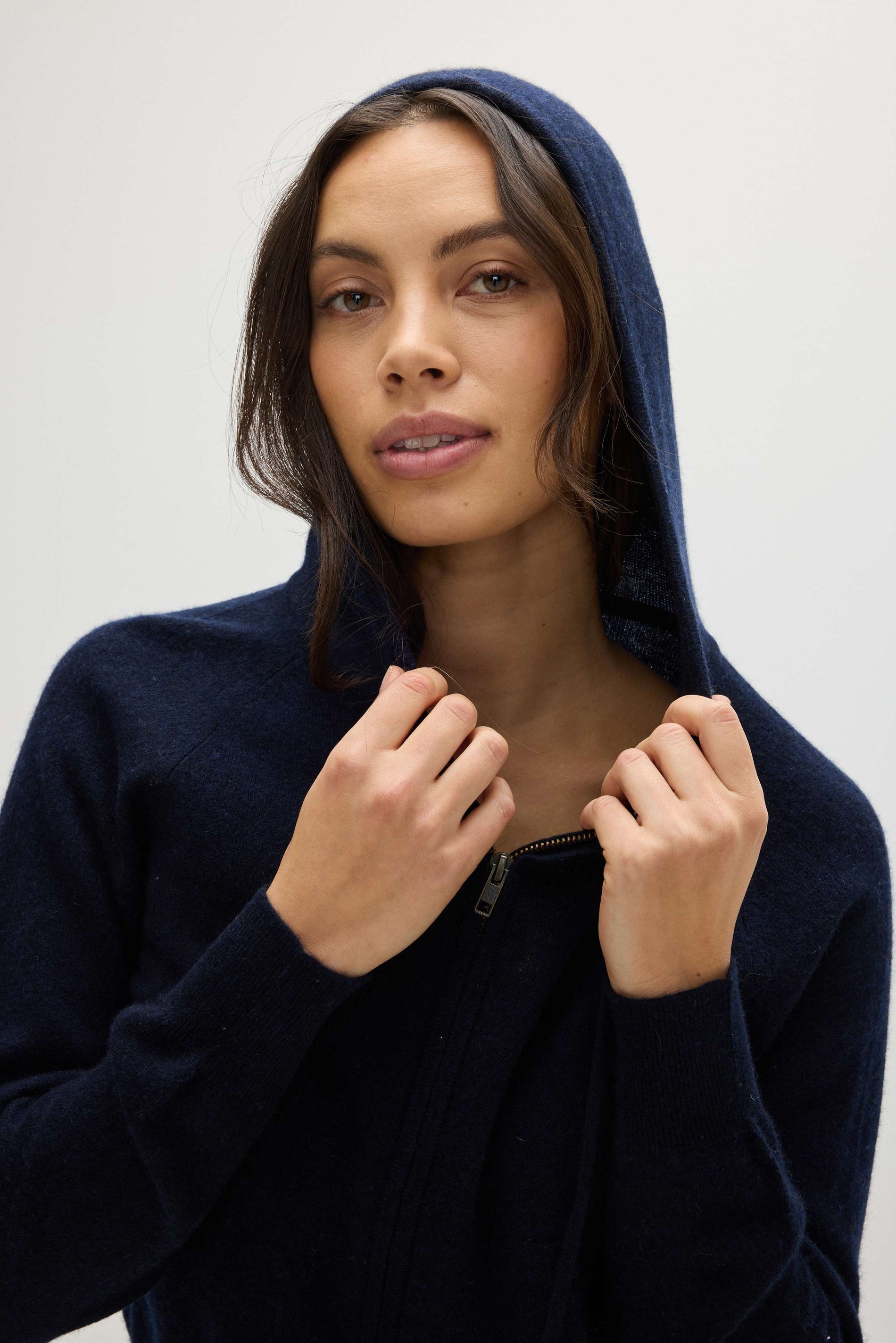 Davida Hoodie Zip Cardigans Navy