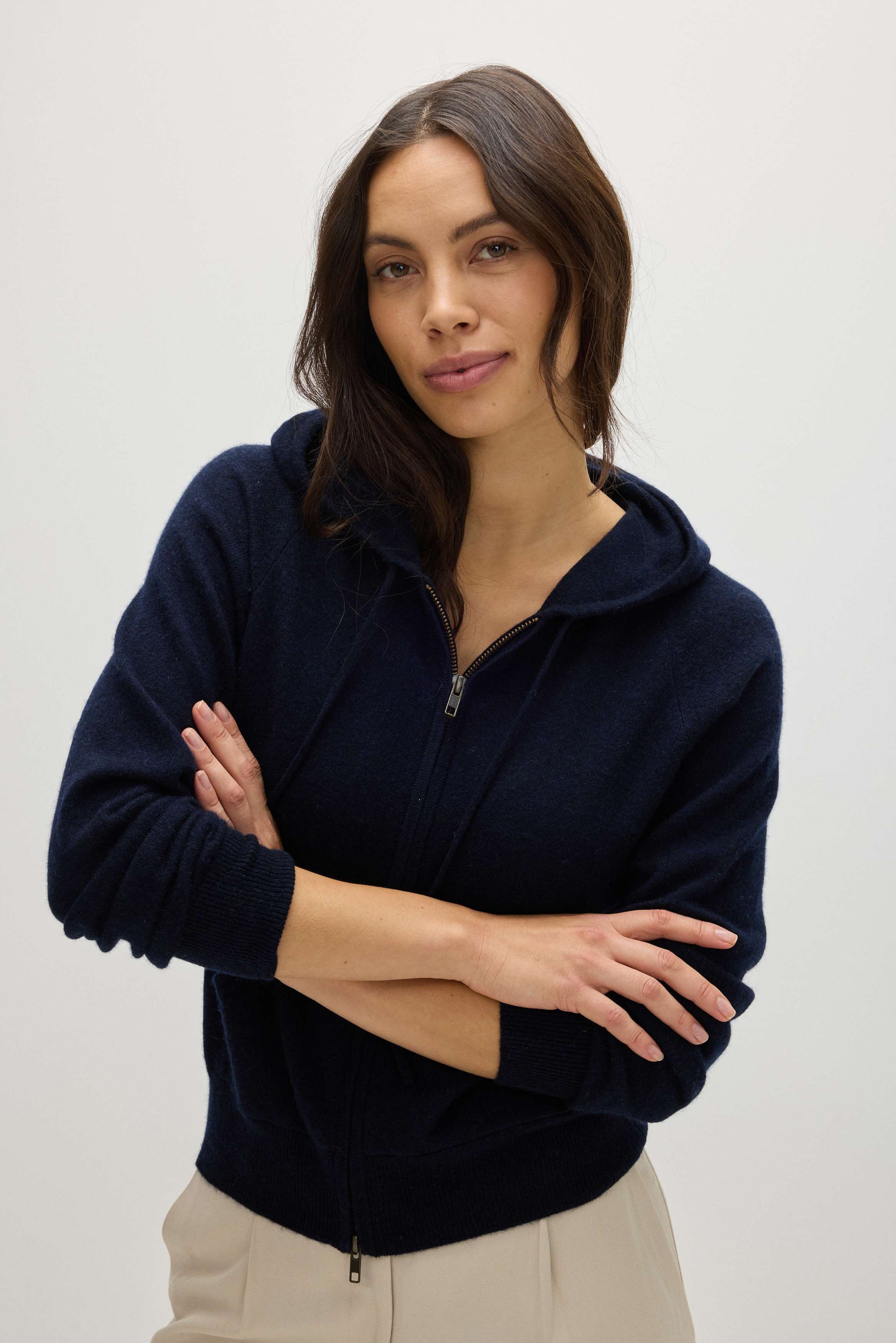 Davida Hoodie Zip Cardigans Navy