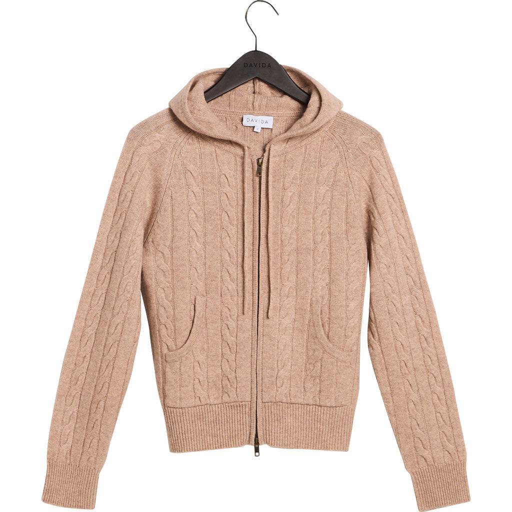 Davida Hoodie Zip Cable Sweaters Sand