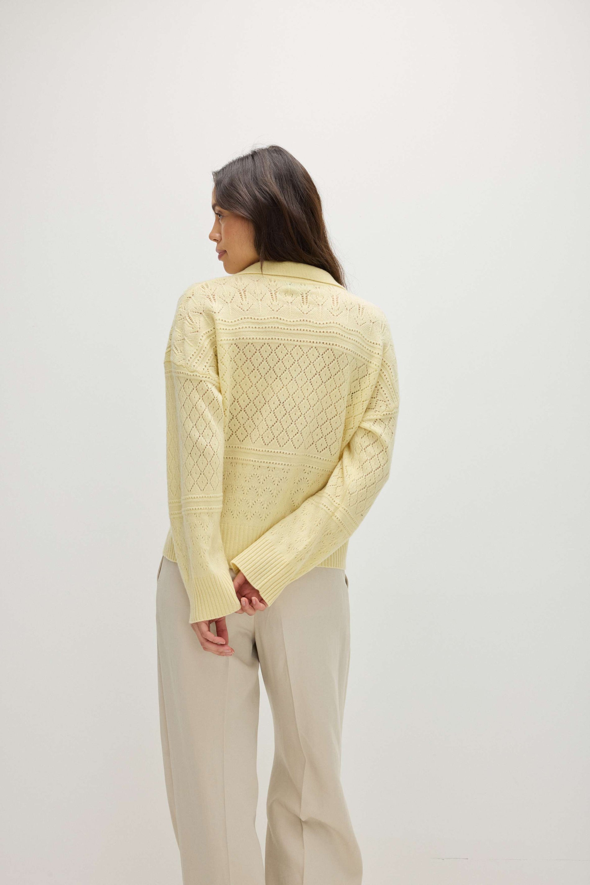 Davida Lace Knitted Open Collar Sweater Sweaters Citrus