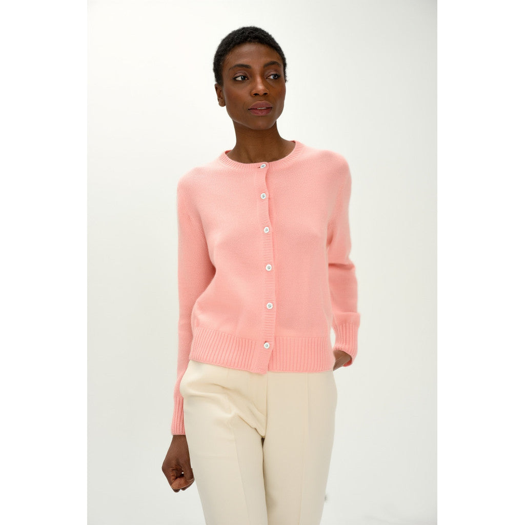 Davida Long Sleeve Boxy Cardigan Sweaters Pink