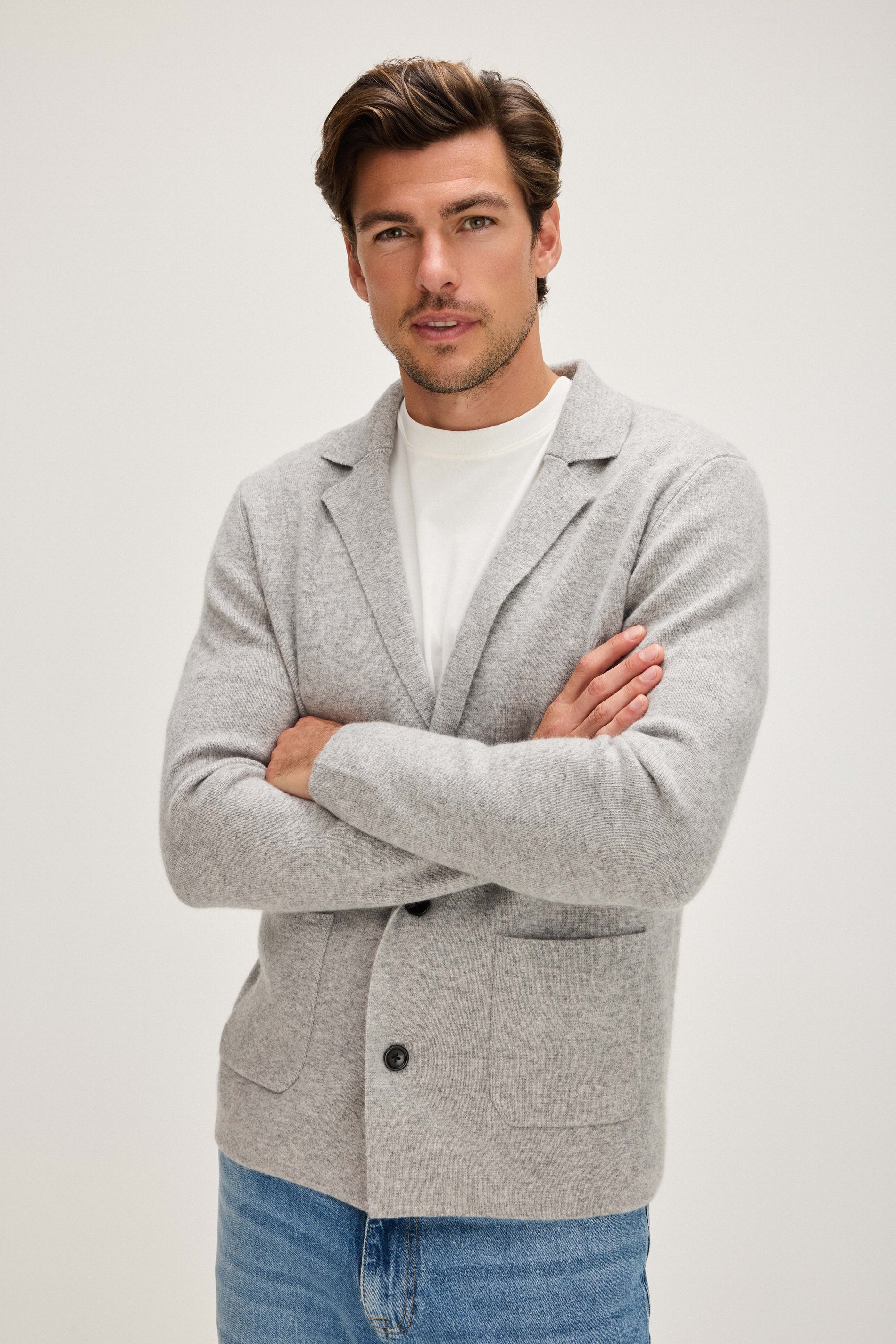 Davida Man Blazer Cardigans Light Grey