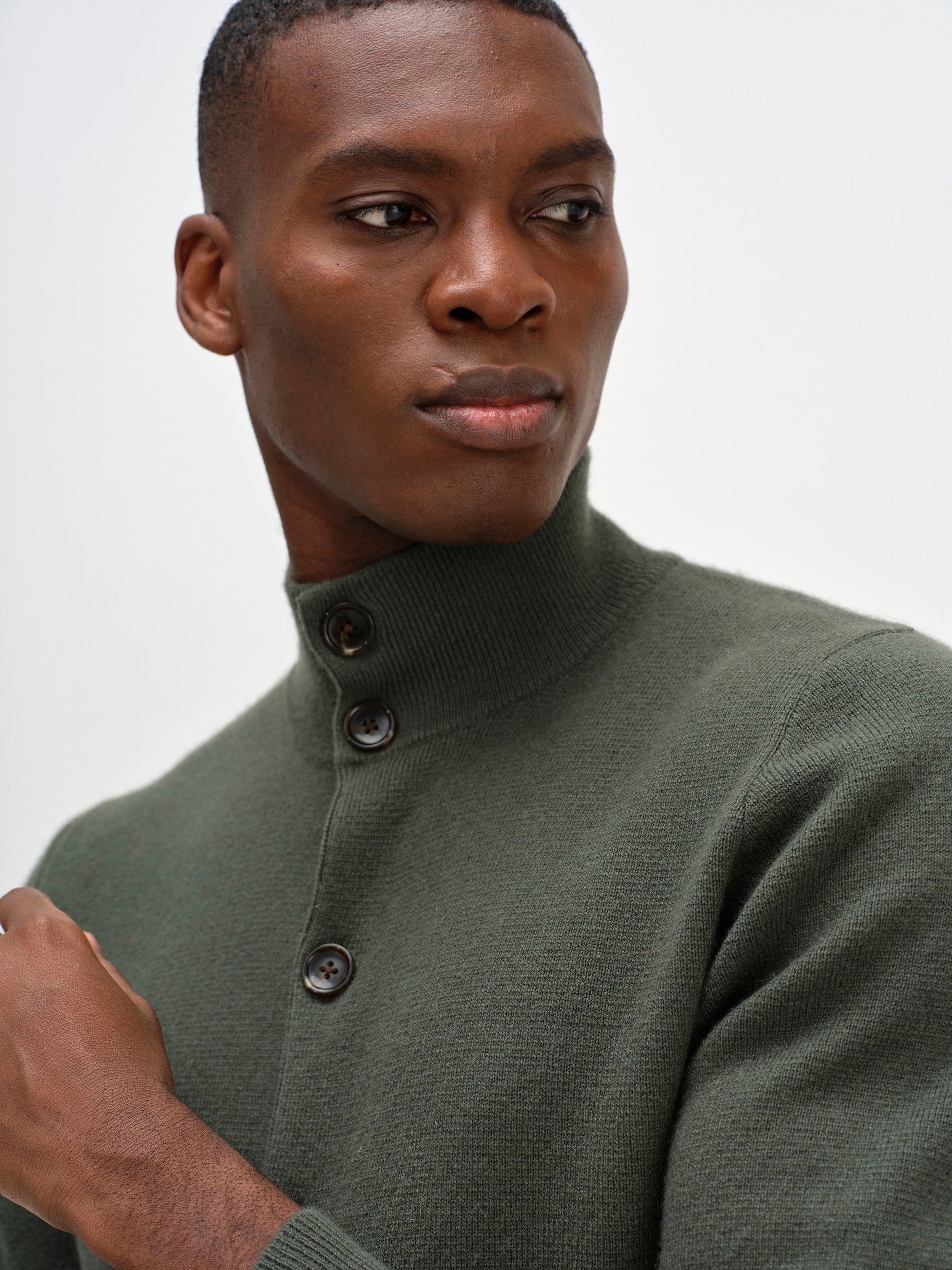 Davida Man Buttoned Jacket Cardigans Army Green