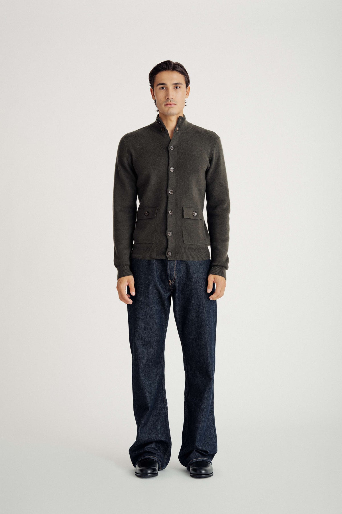 Davida Man Buttoned Jacket Cardigans Army Green