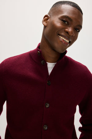 Man Buttoned Jacket - Mulberry Red