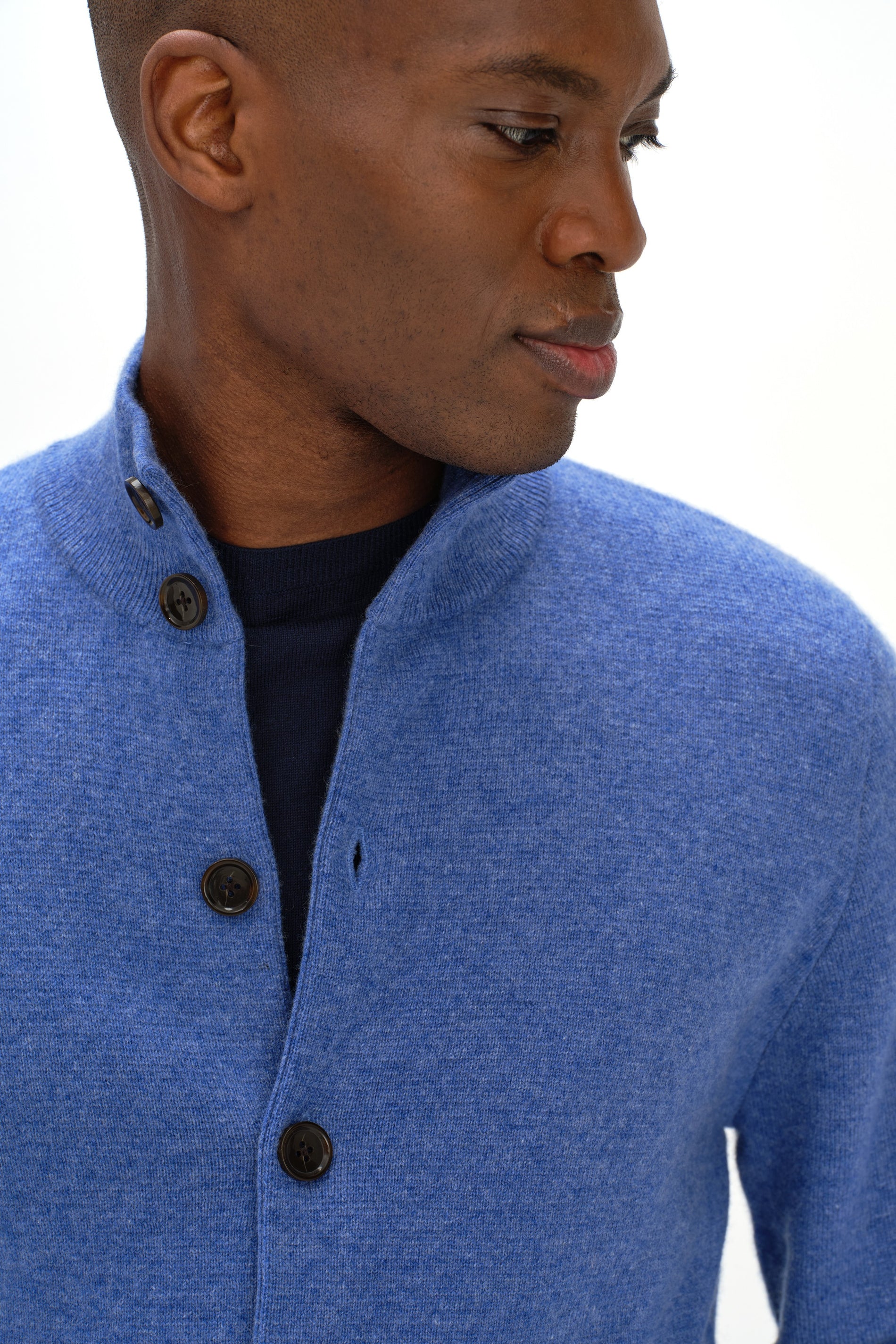 Davida Man Buttoned Jacket Cardigans Ocean Blue