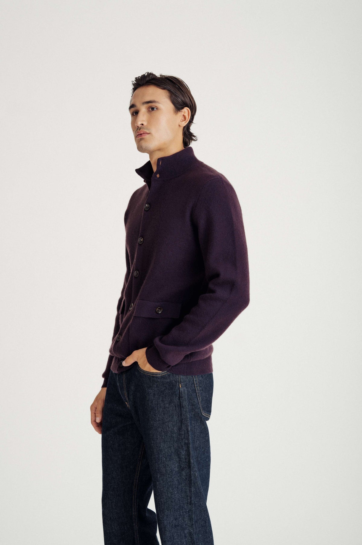 Davida Man Buttoned Jacket Cardigans Plum
