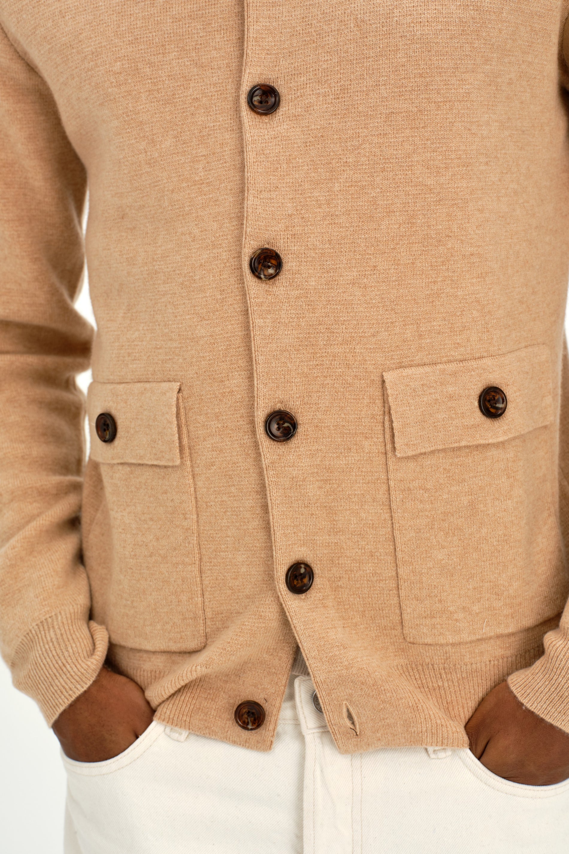 Davida Man Buttoned Jacket Cardigans Wheat