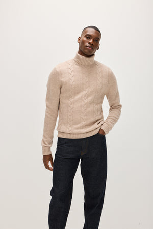 Man Cable Turtleneck - Sand