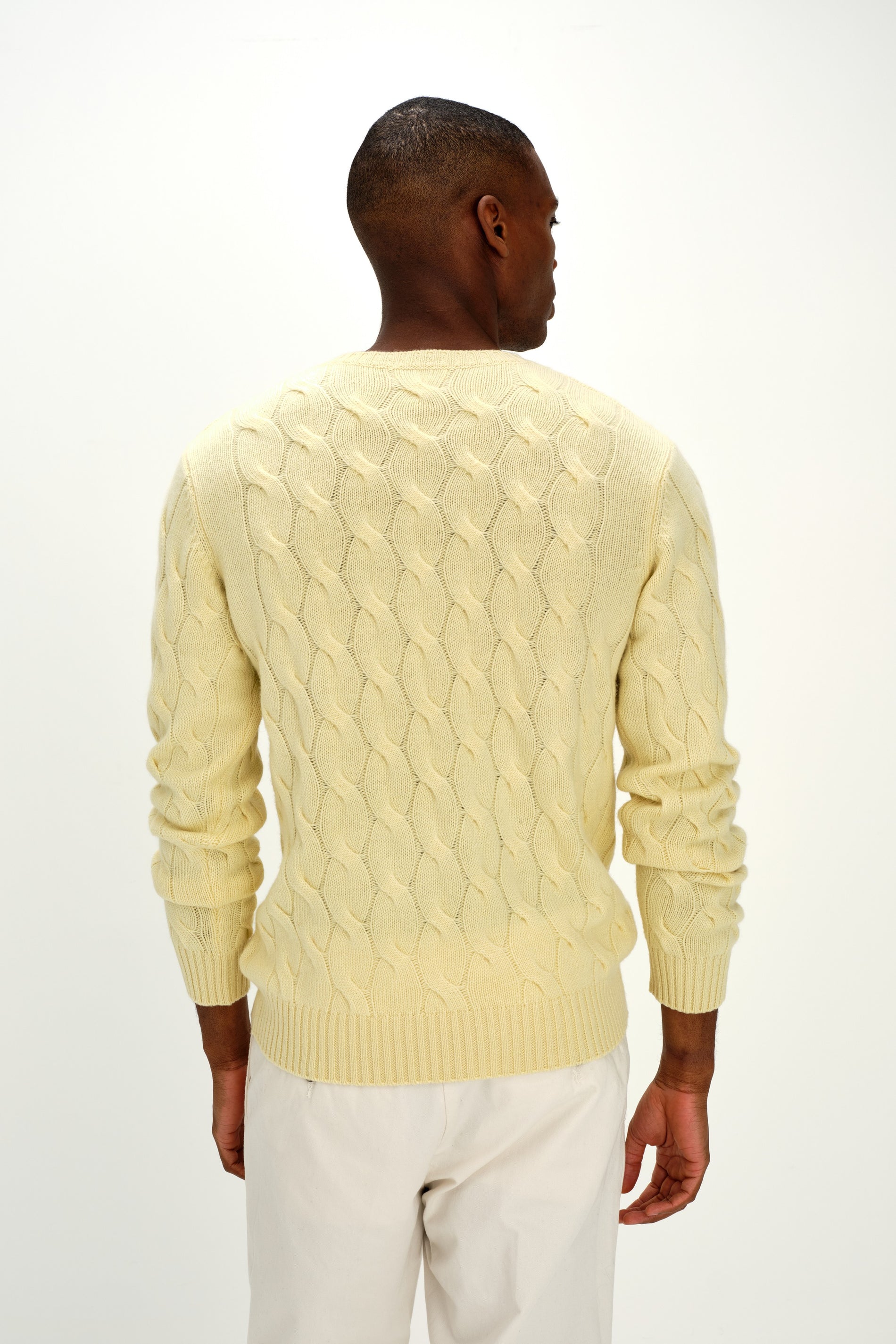 Davida Man Chunky O-neck Cable Sweaters Citrus