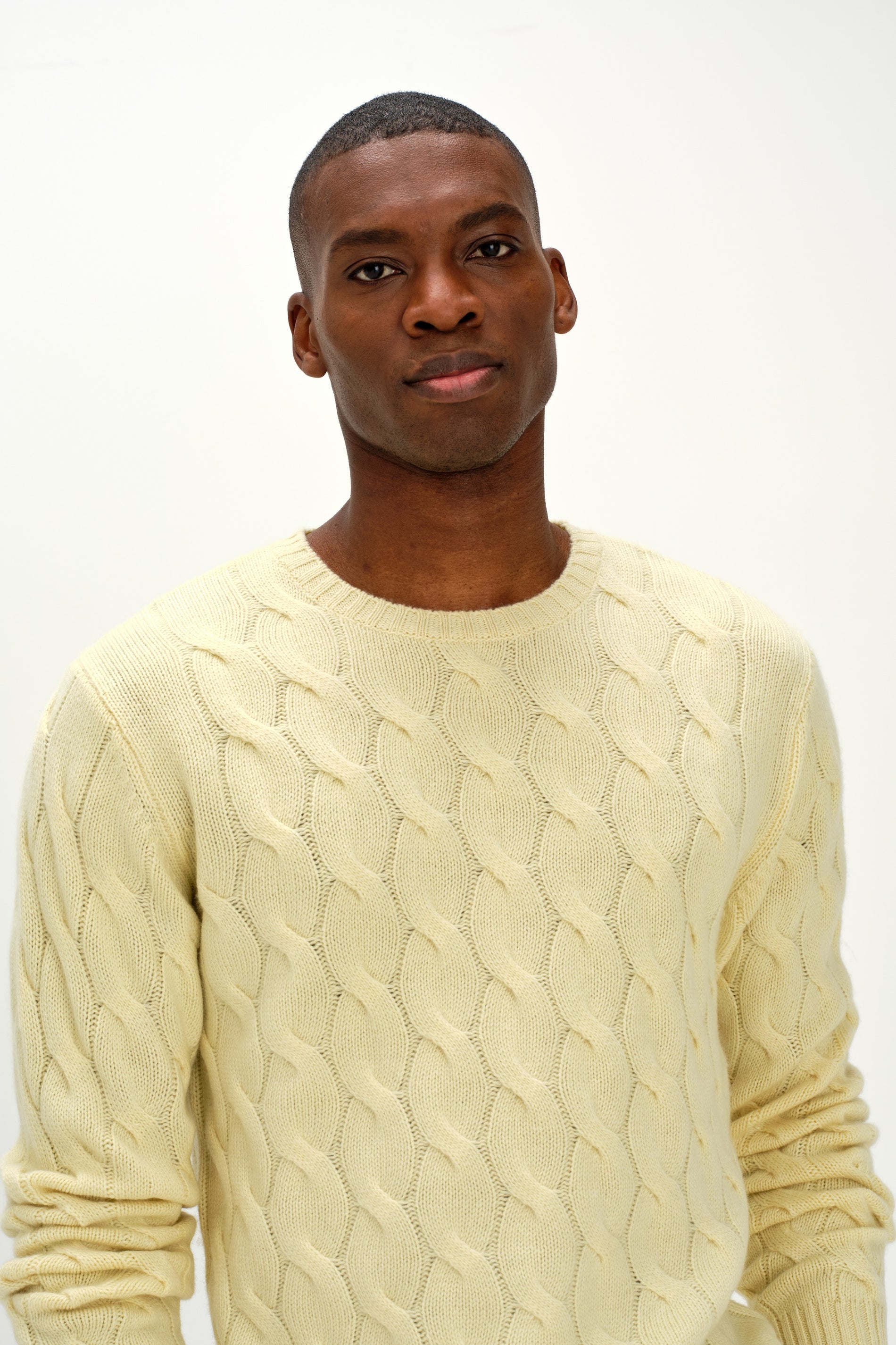 Davida Man Chunky O-neck Cable Sweaters Citrus