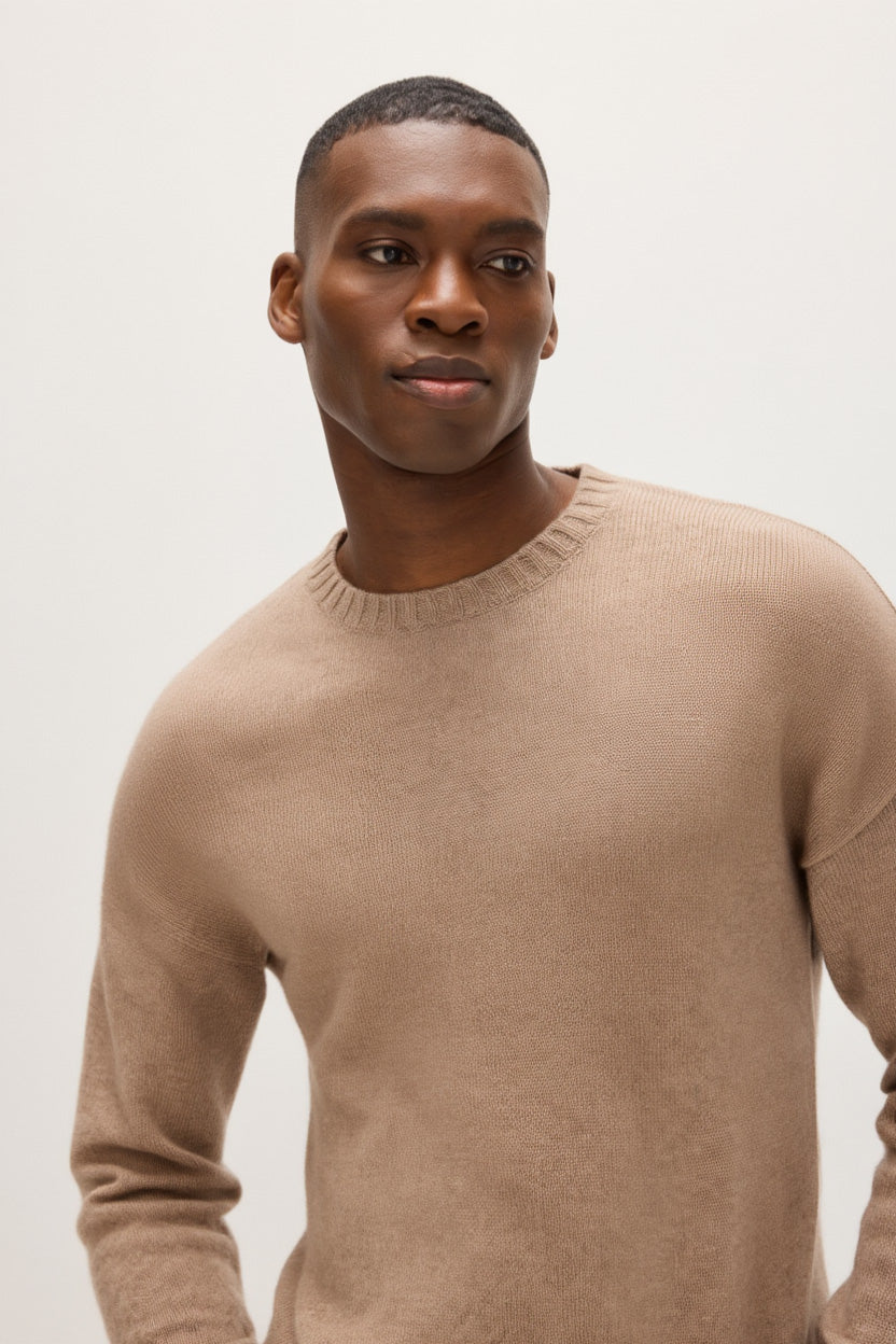Davida Man Chunky O-neck Sweater Sweaters Mink