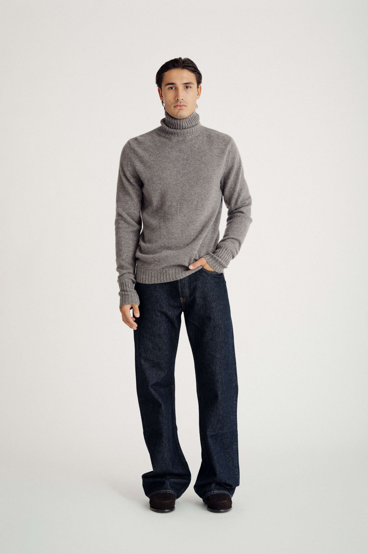 Davida Man Chunky Roll Neck Sweater Sweaters Taupe