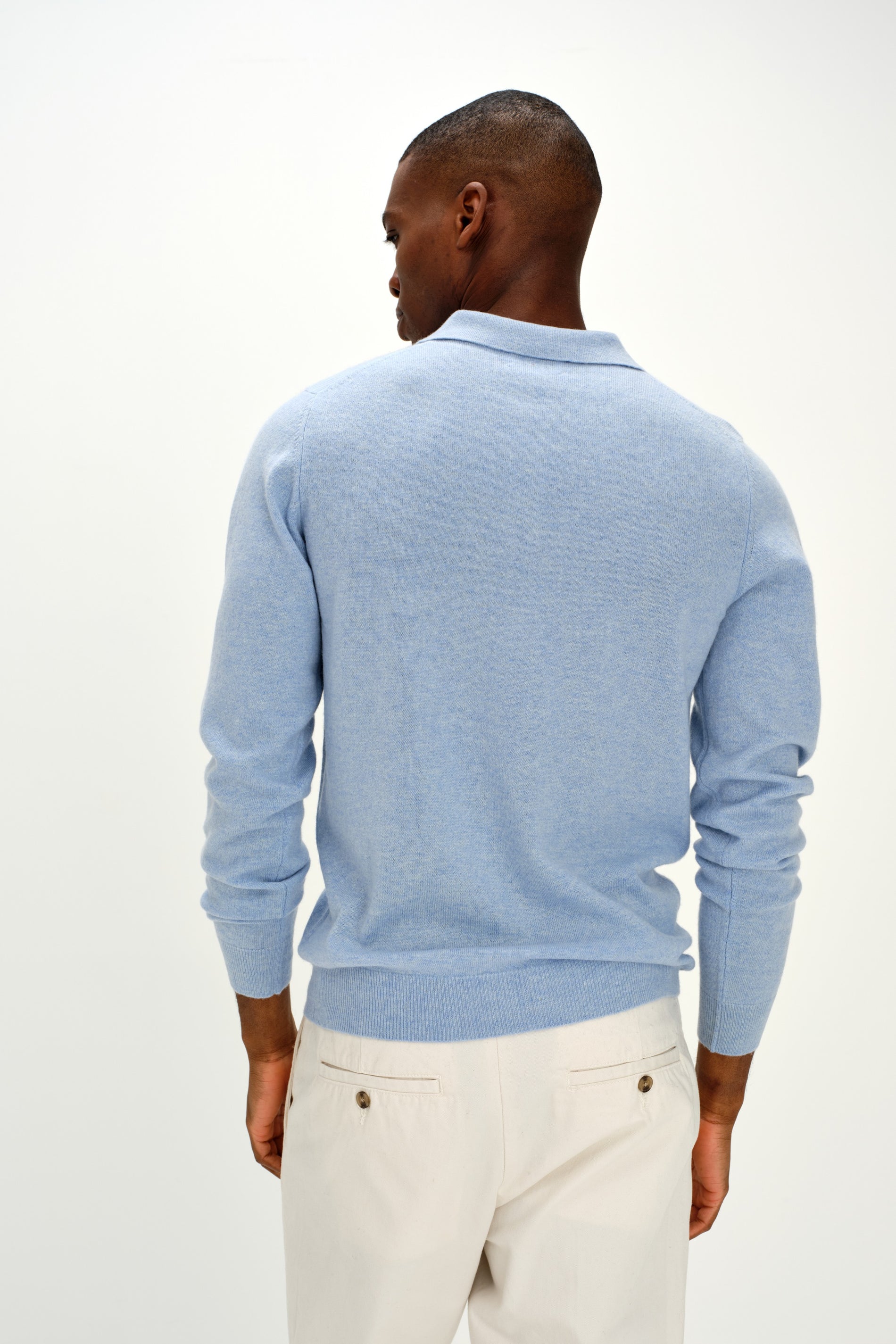 Davida Man Collar Sweaters Blue Fog