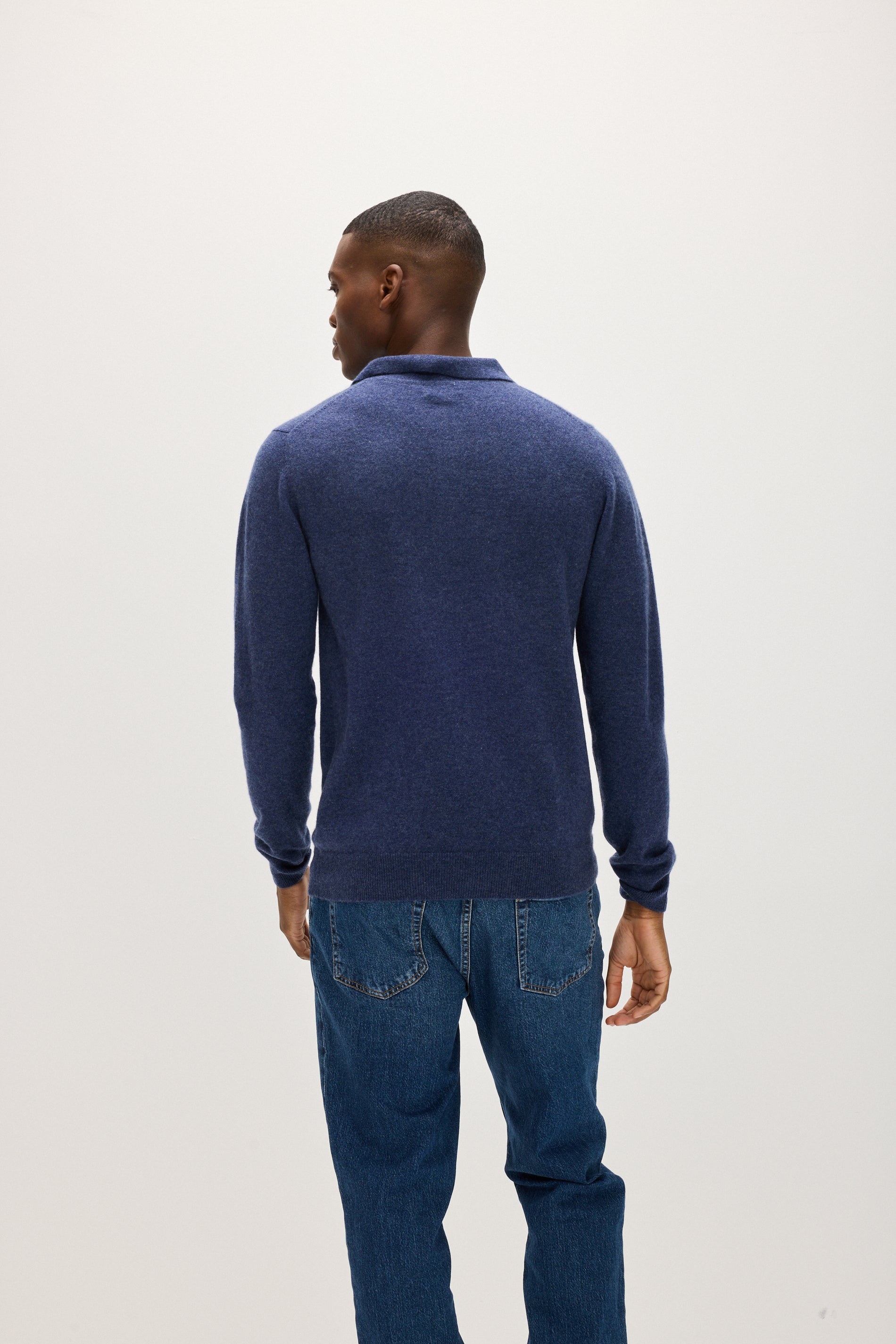 Davida Man Collar Sweaters Denim Blue