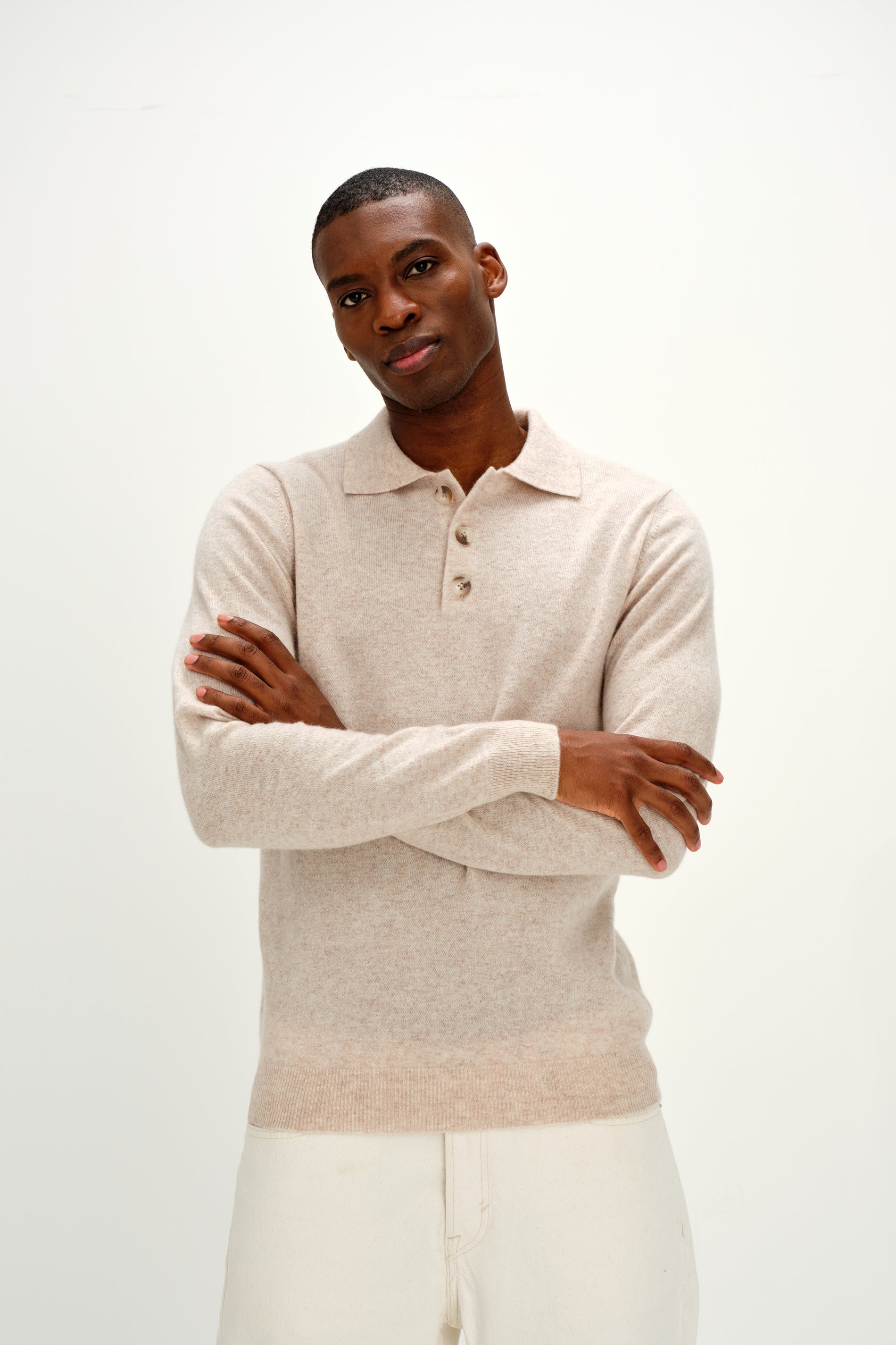 Davida Man Collar Sweaters Light Beige