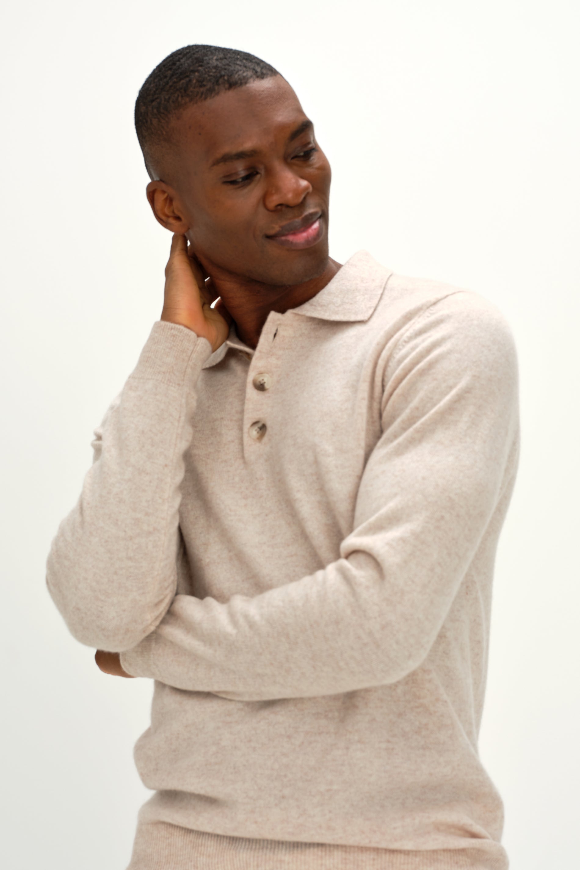 Davida Man Collar Sweaters Light Beige