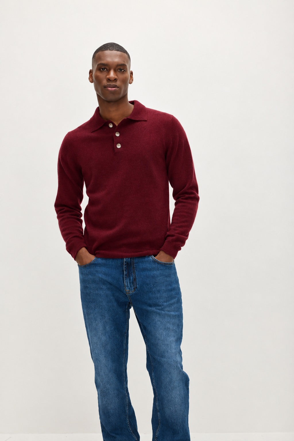 Davida Man Collar Sweaters Mulberry Red