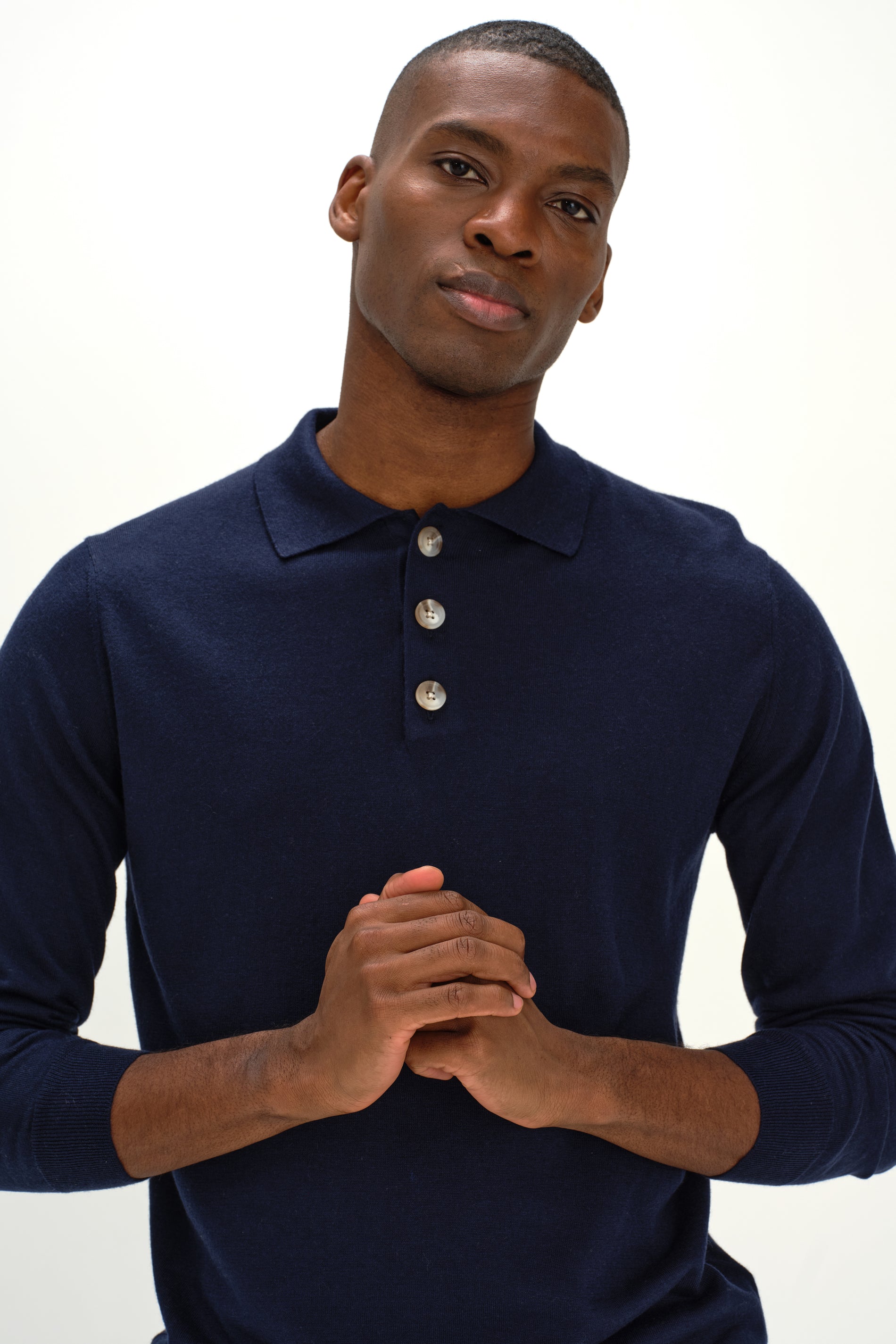 Davida Man Collar Sweaters Navy