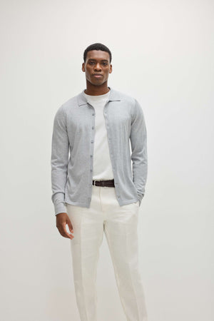Man Fine Knit Classic Shirt - Light Grey