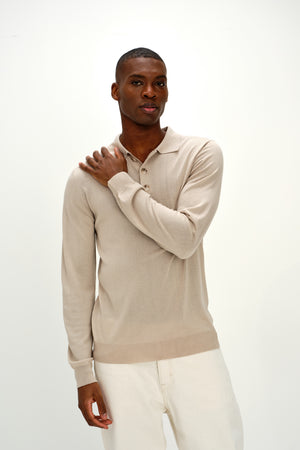 Man Fine Knit Collar - Light Beige