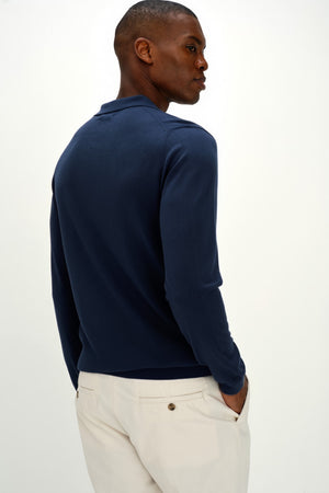Man Fine Knit Collar - Navy