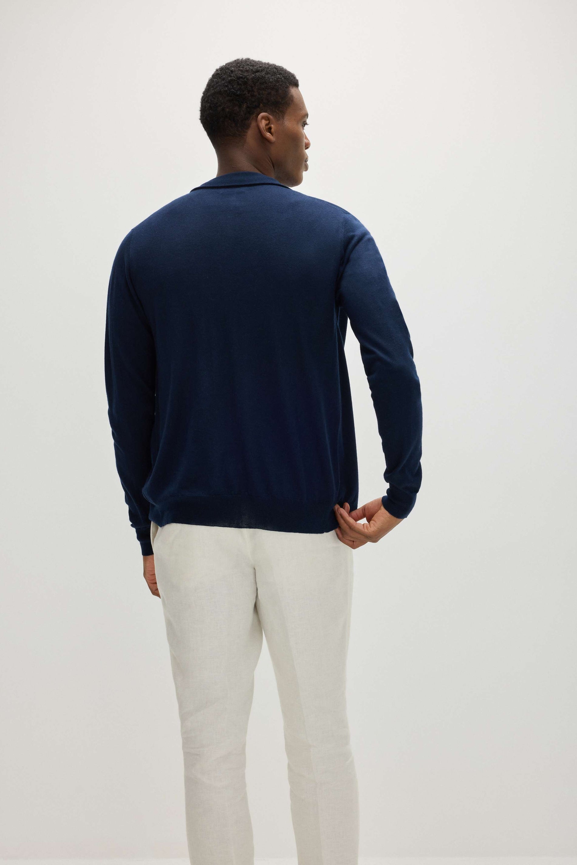 Davida Man Fine Knit Full Zip Sweaters Navy