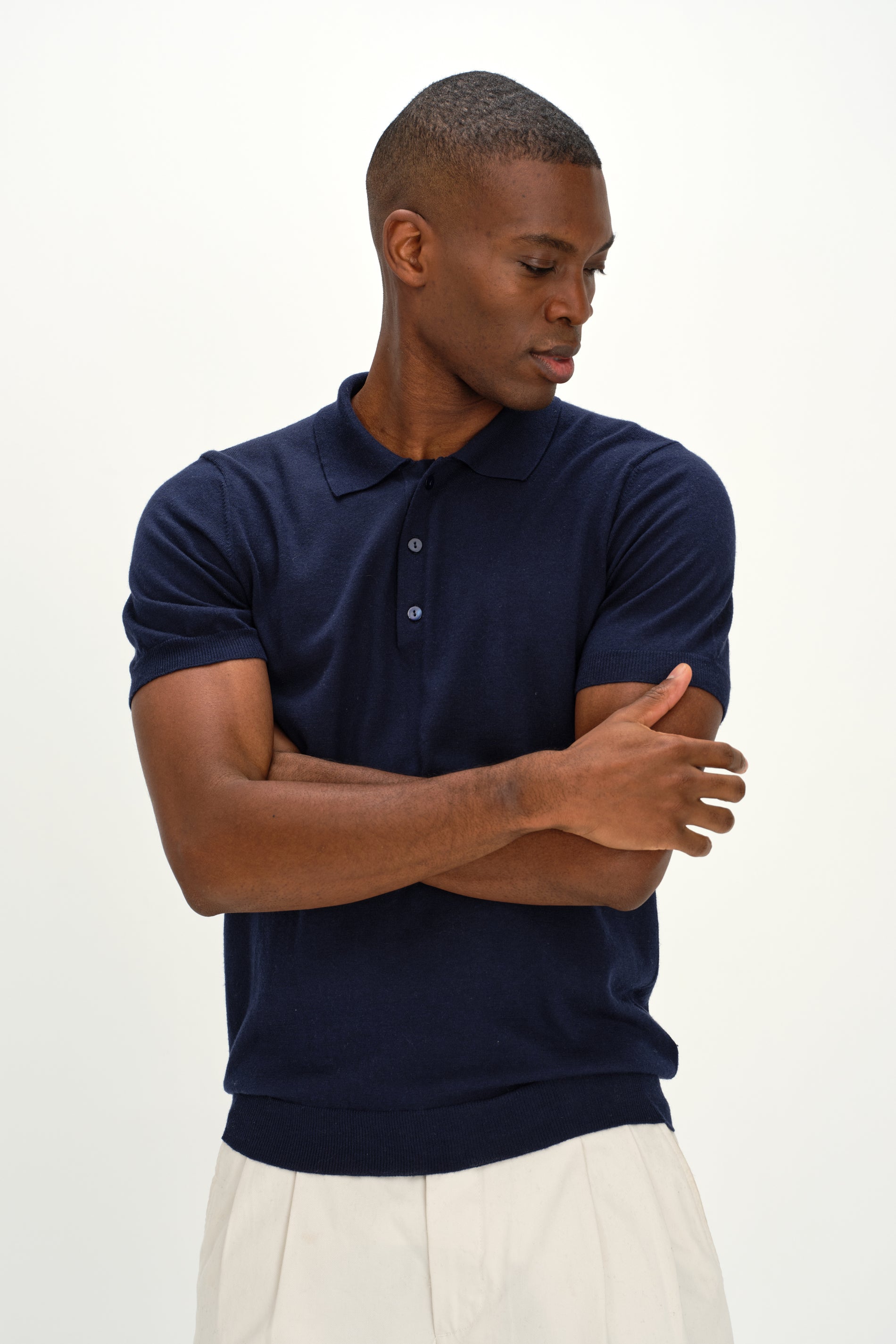 Davida Man Fine Knit Pique Sweaters Navy