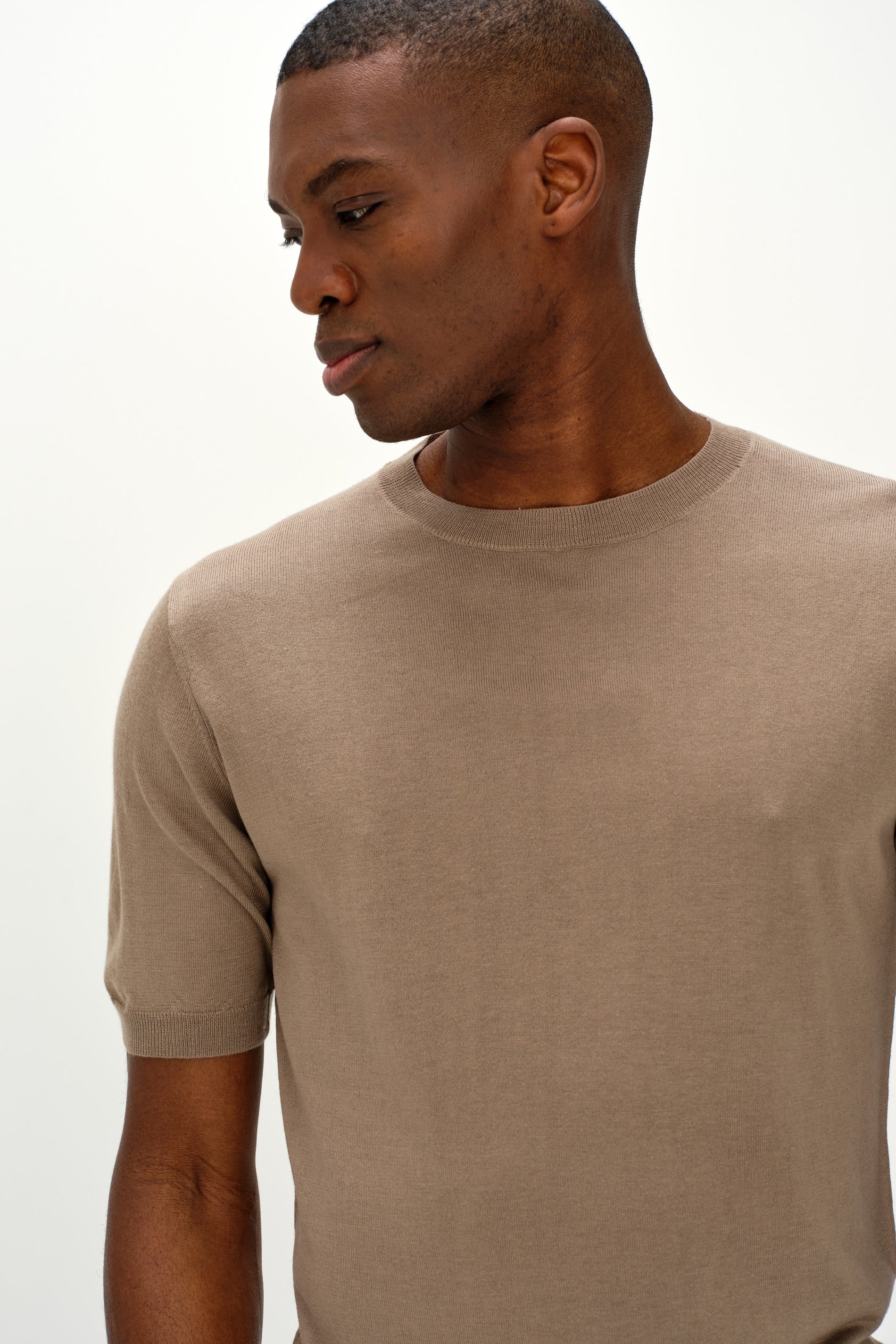 Davida Man Fine Knit T-shirt Sweaters Mink
