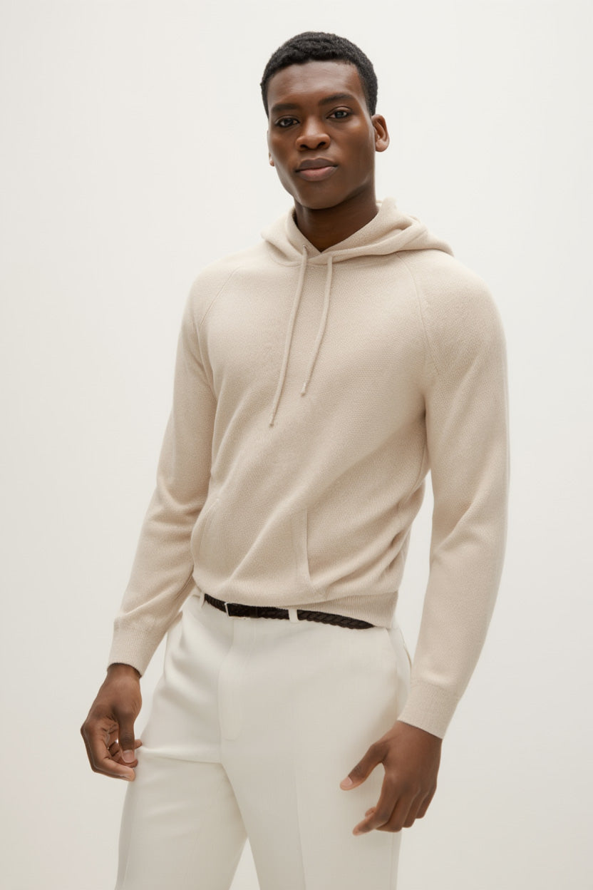 Davida Man Front Pocket Hoodie Sweaters Light Beige