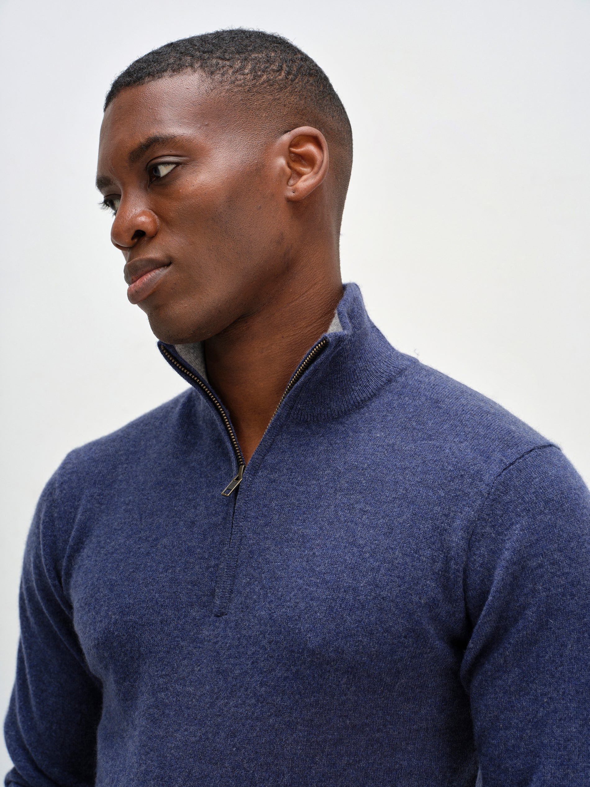Davida Man Half Zip Sweaters Denim Blue
