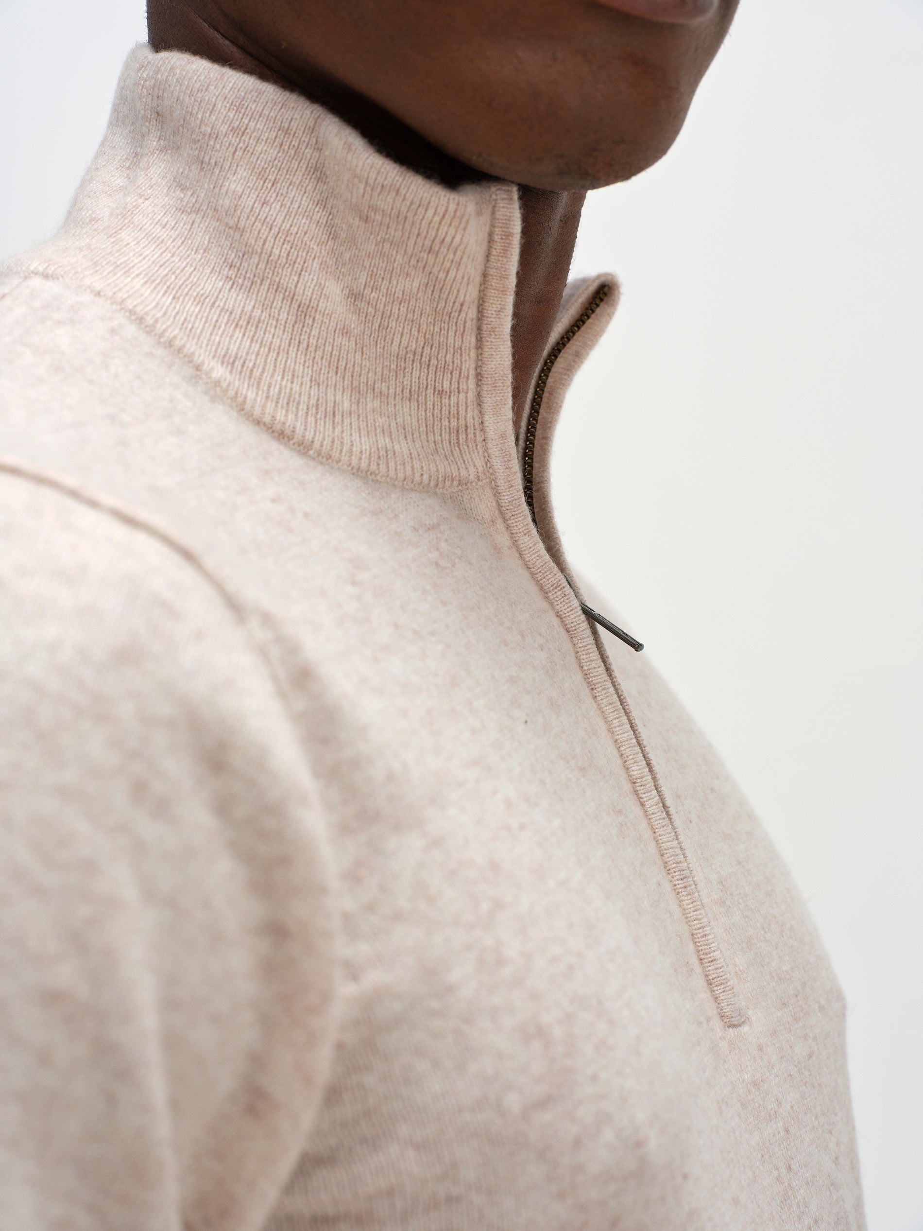 Davida Man Half Zip Sweaters Light Beige