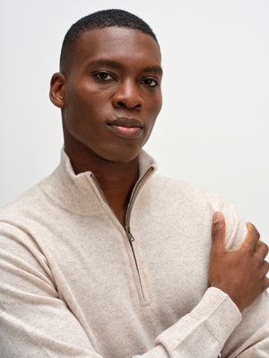 Man Half Zip - Light Beige