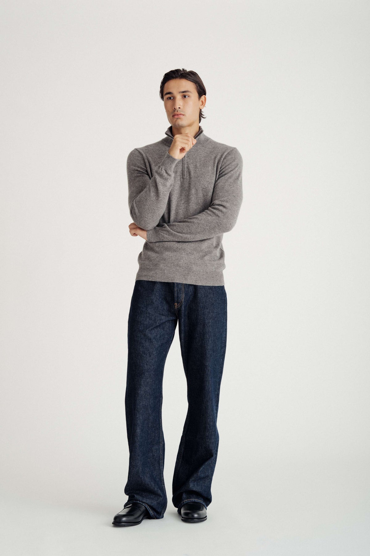 Davida Man Half Zip Sweaters Taupe