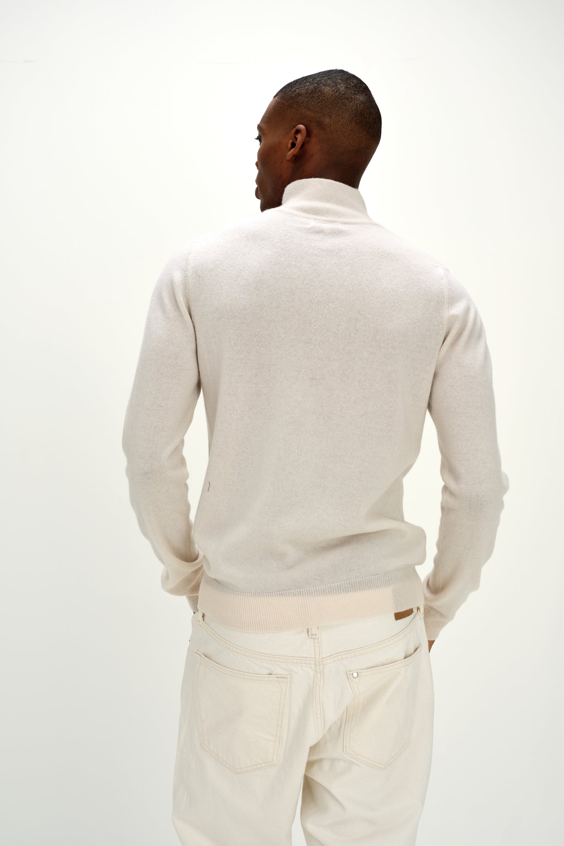 Davida Man Half Zip Sweaters White
