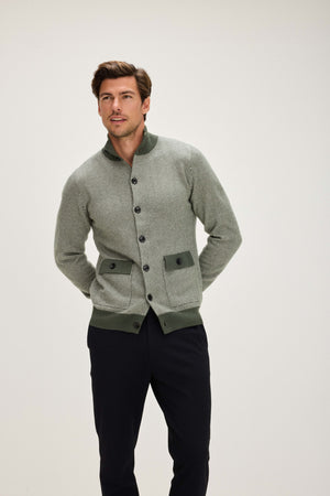 Man Herringbone Jacket - Army Green