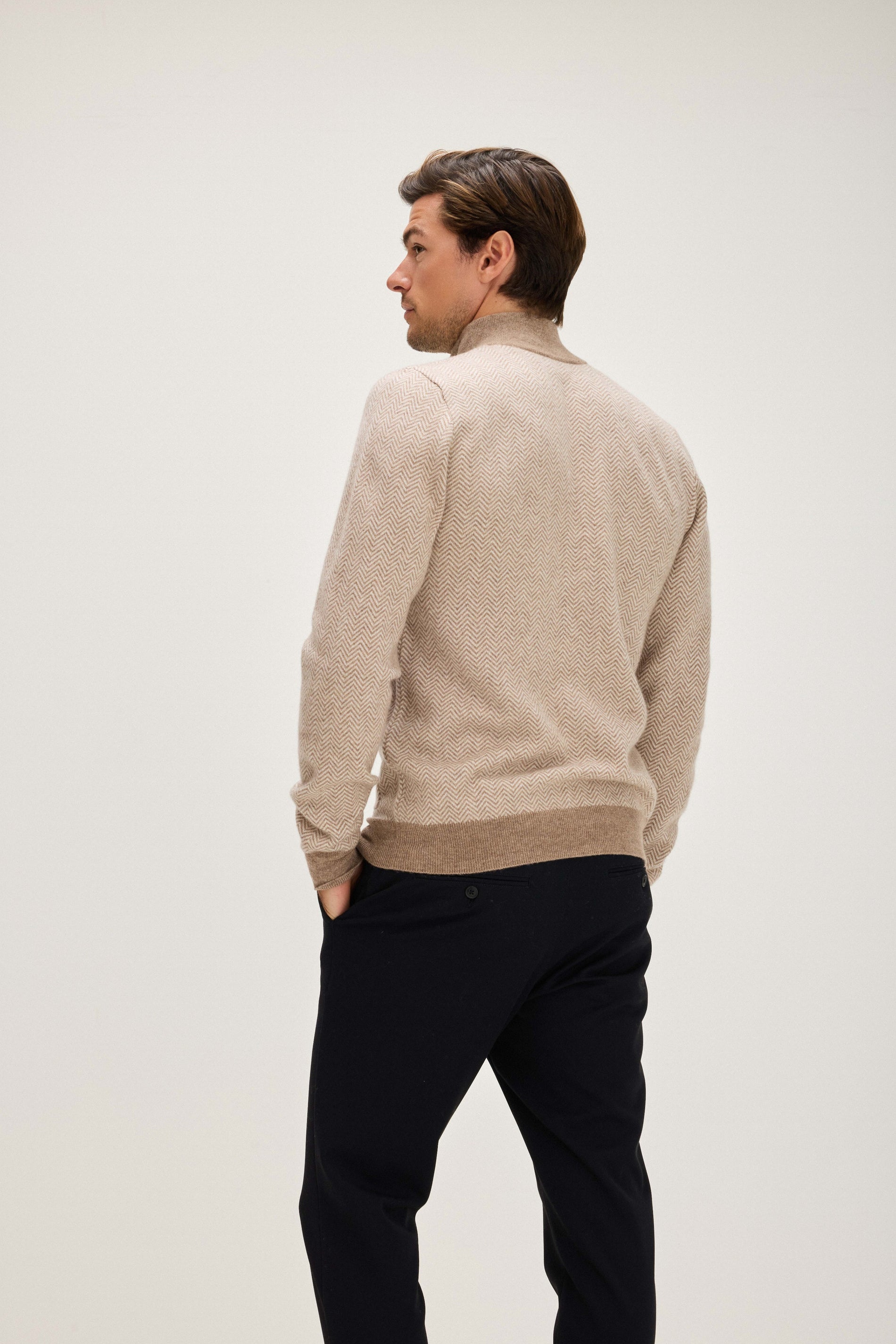 Davida Man Herringbone Jacket Cardigans Mink