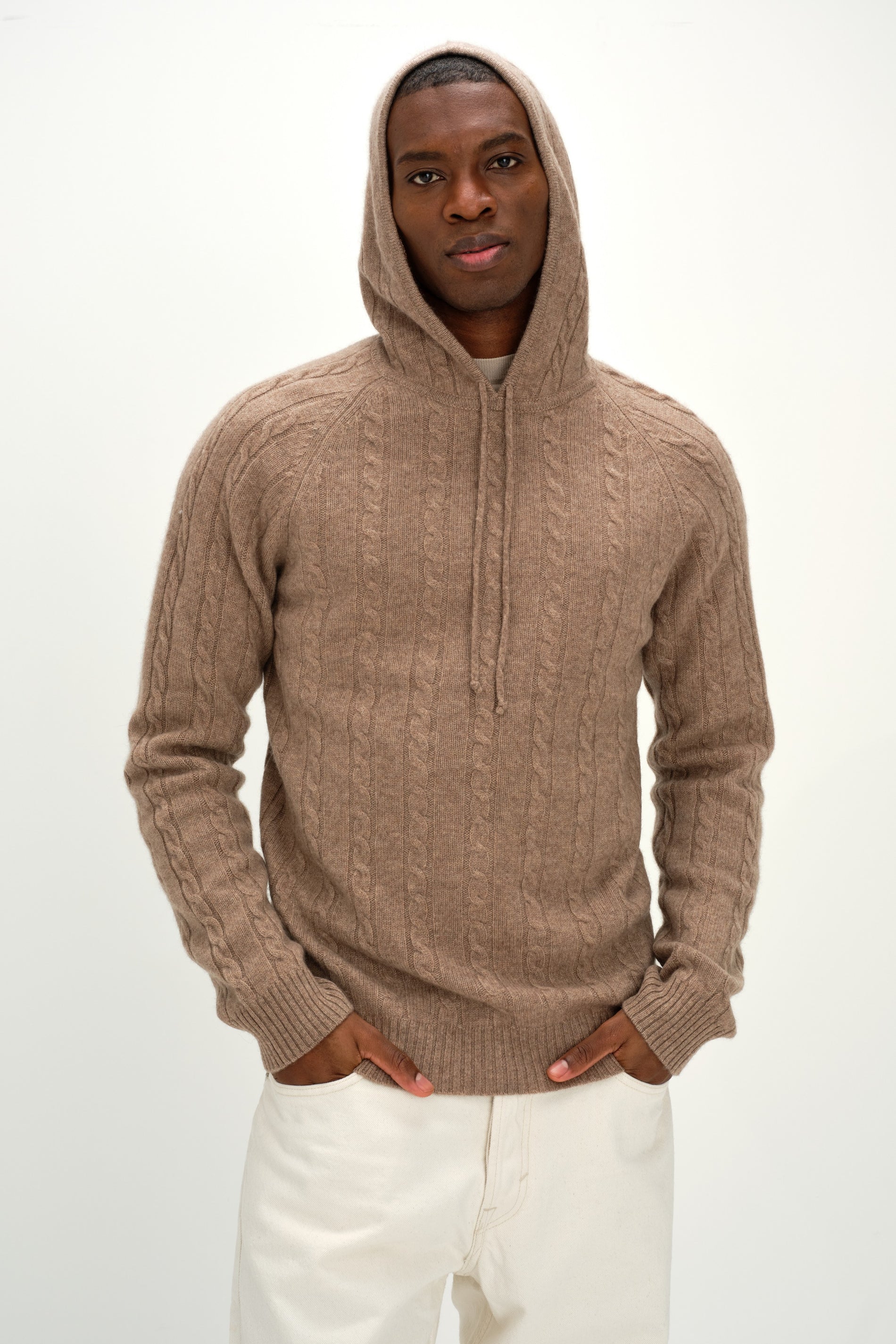Davida Man Hoodie Cable Sweaters Mink