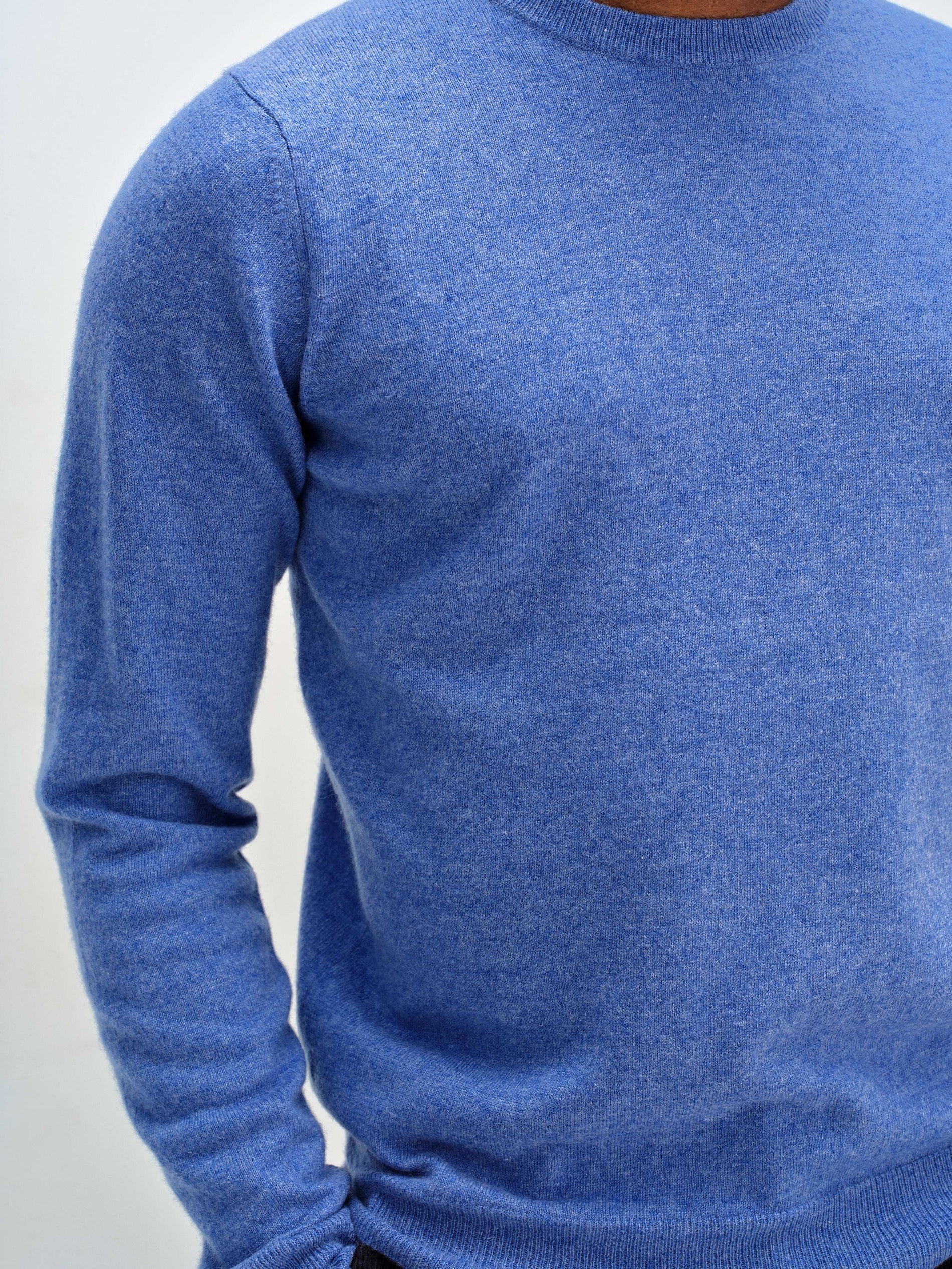 Davida Man O-neck Plain Sweaters Ocean Blue