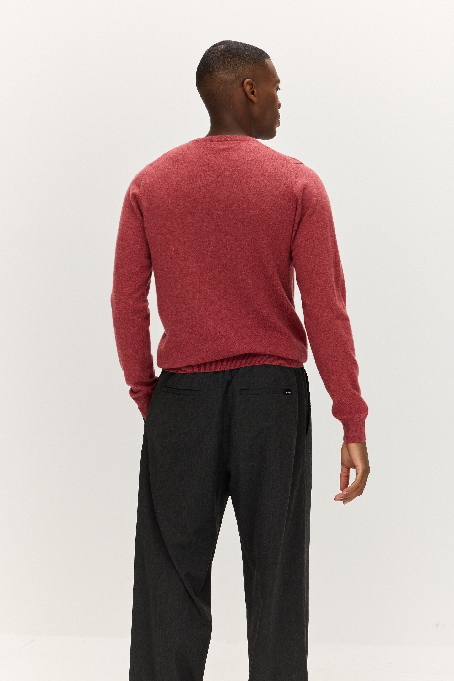 Davida Man O-neck Plain Sweaters Rust Red