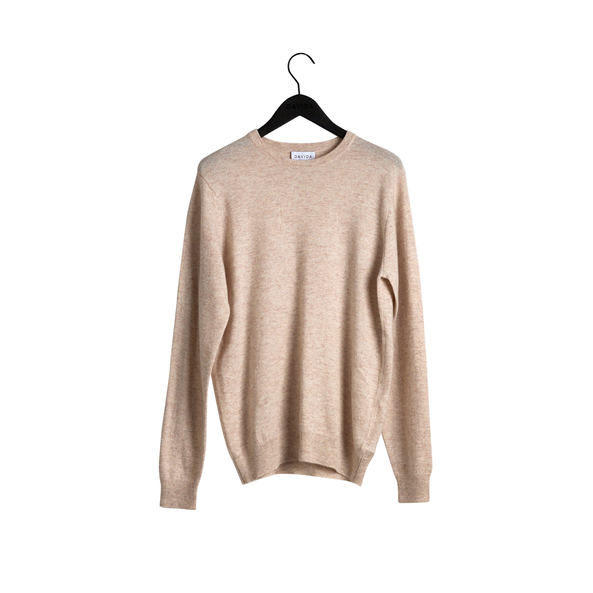 Davida Man O-neck Plain Sweaters Sand