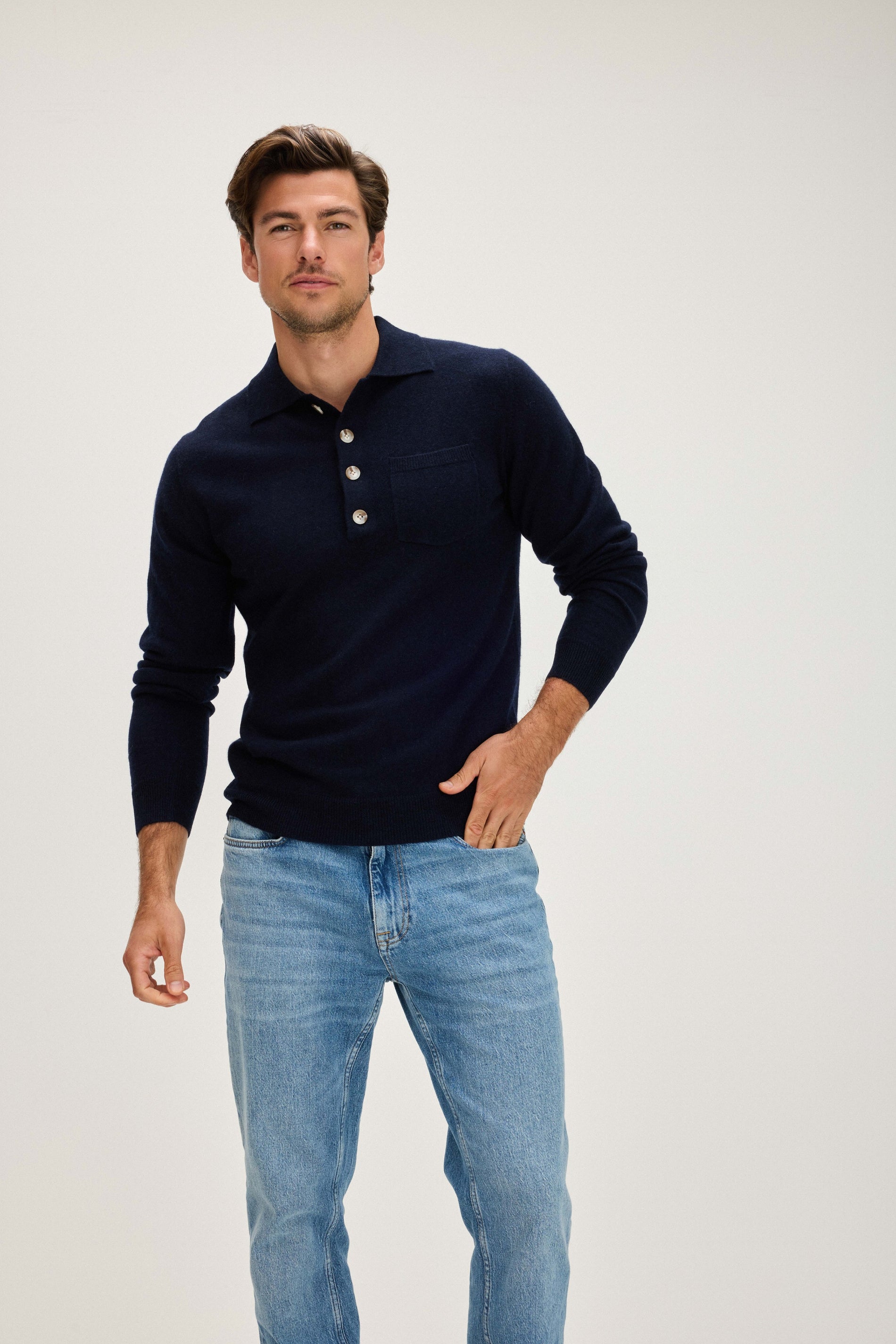 Davida Man Polo Pocket Sweater Sweaters Navy