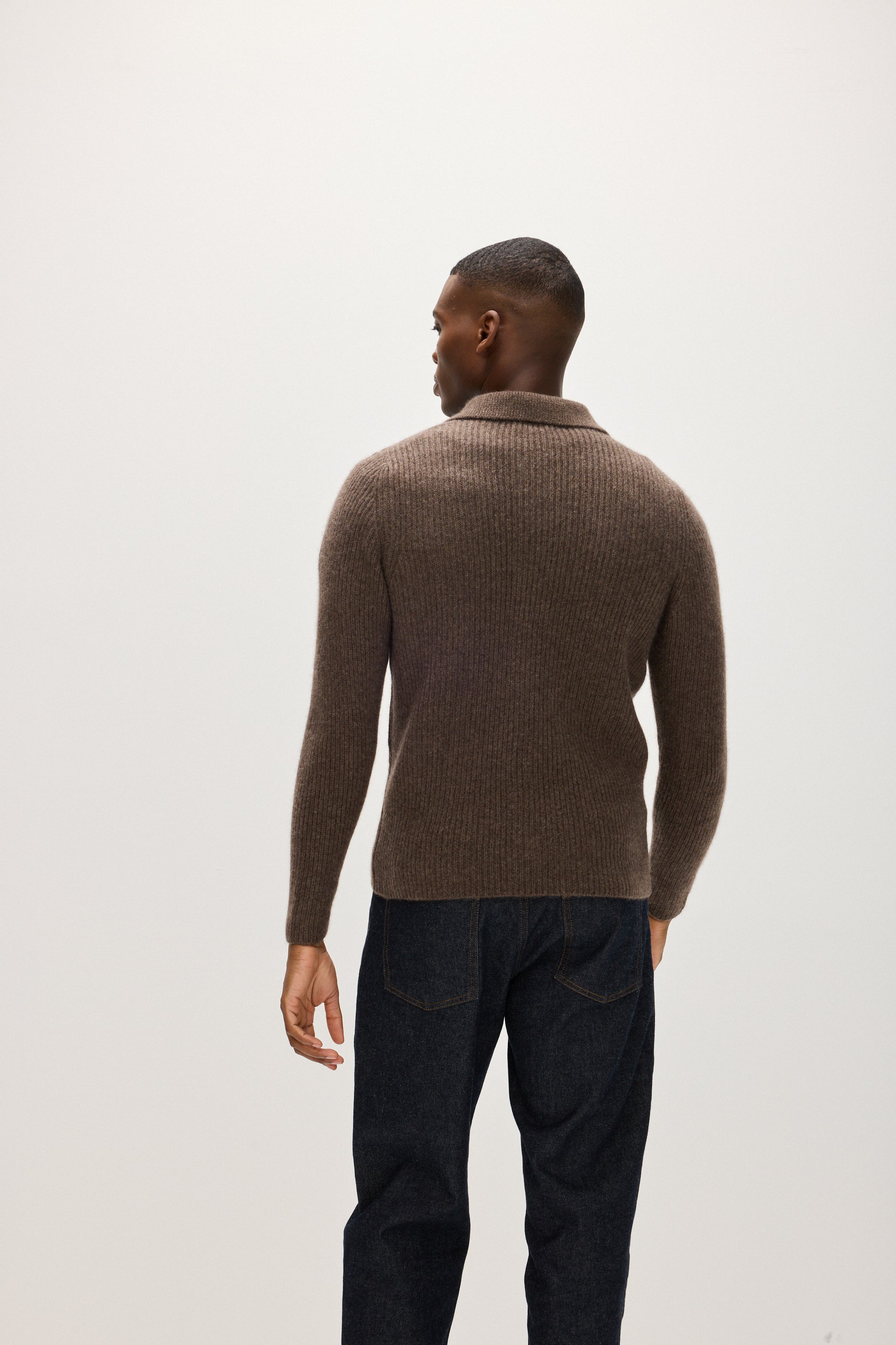 Davida Man Rib Cardigan Sweaters Cacao