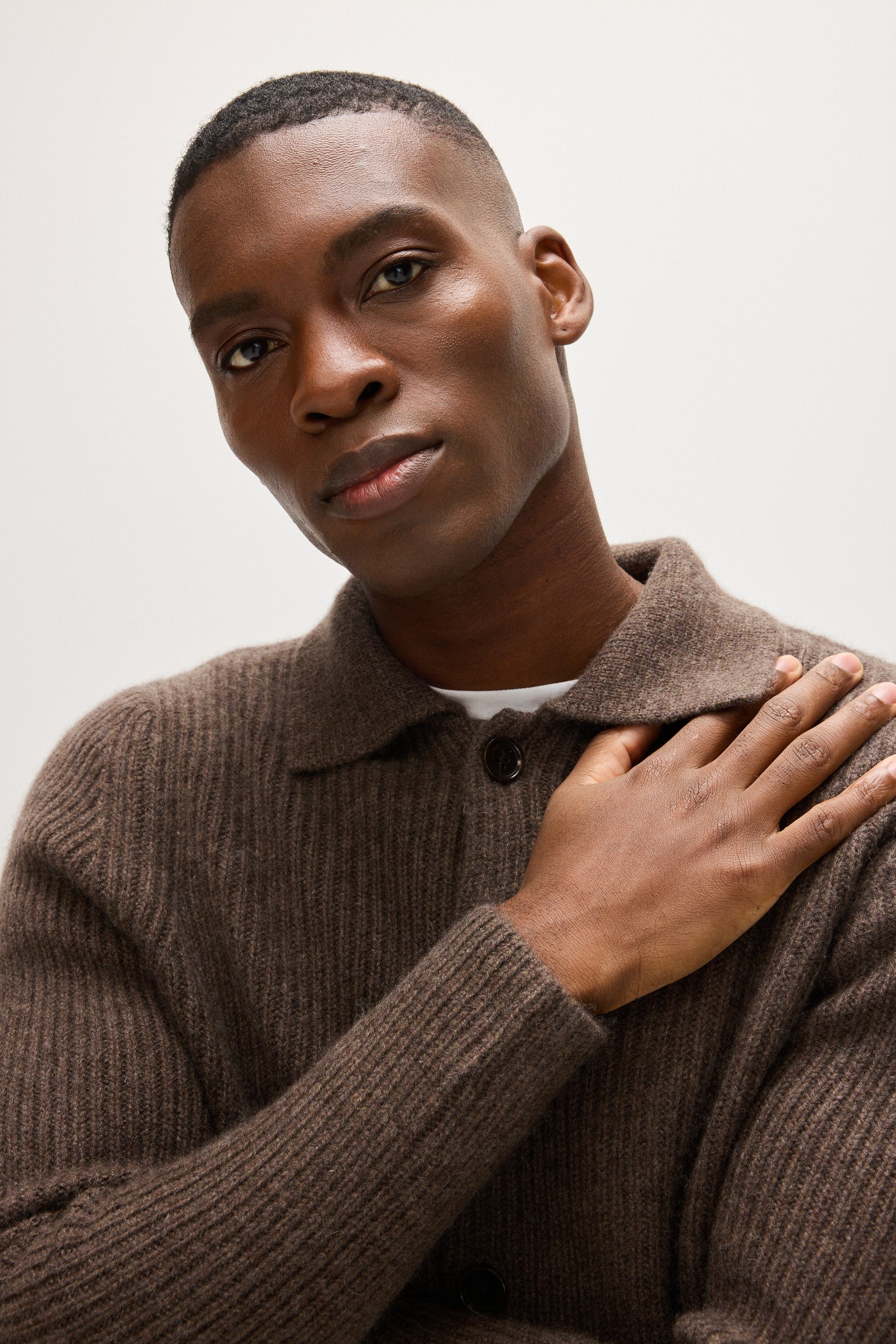 Davida Man Rib Cardigan Sweaters Cacao
