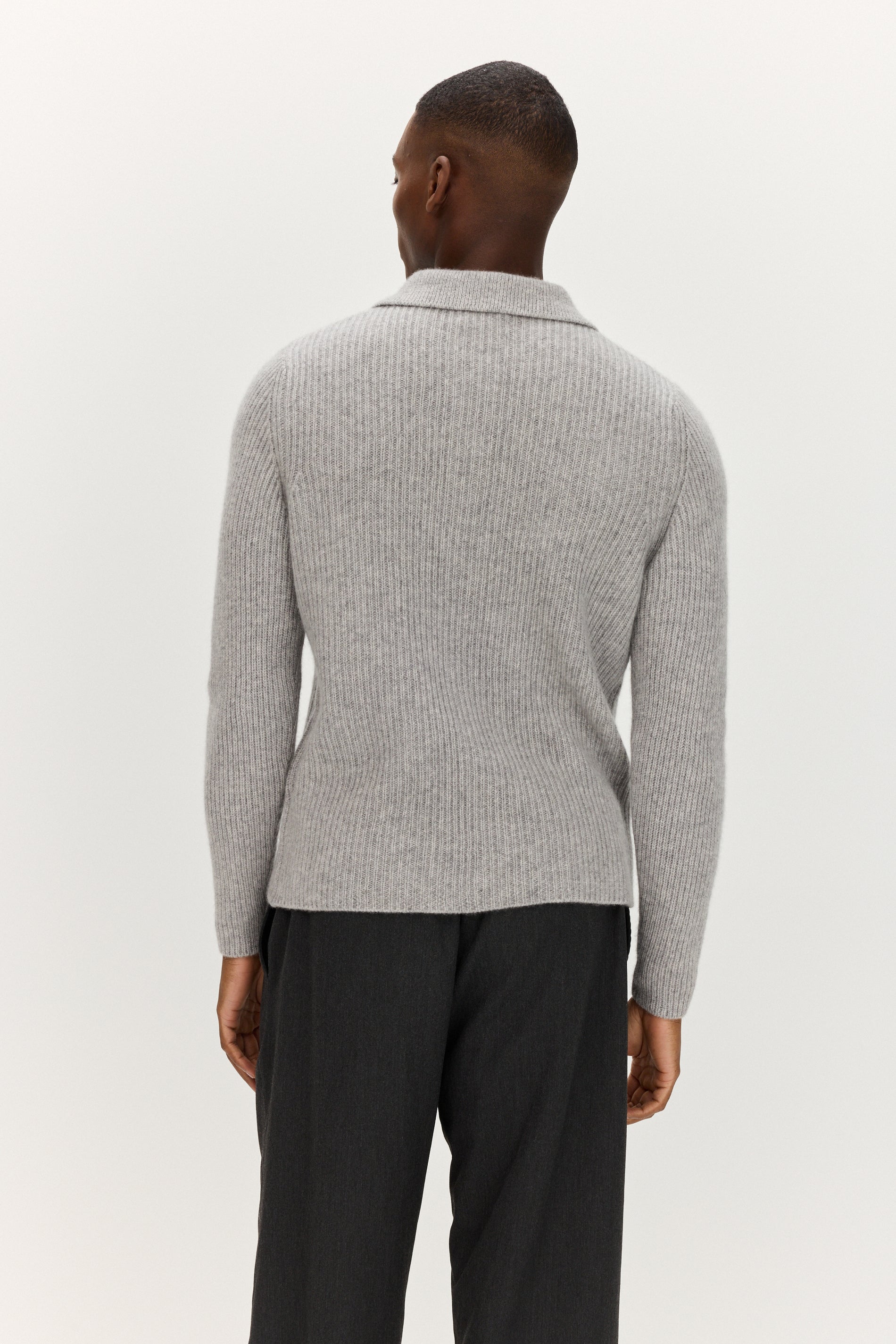 Davida Man Rib Cardigan Sweaters Light Grey
