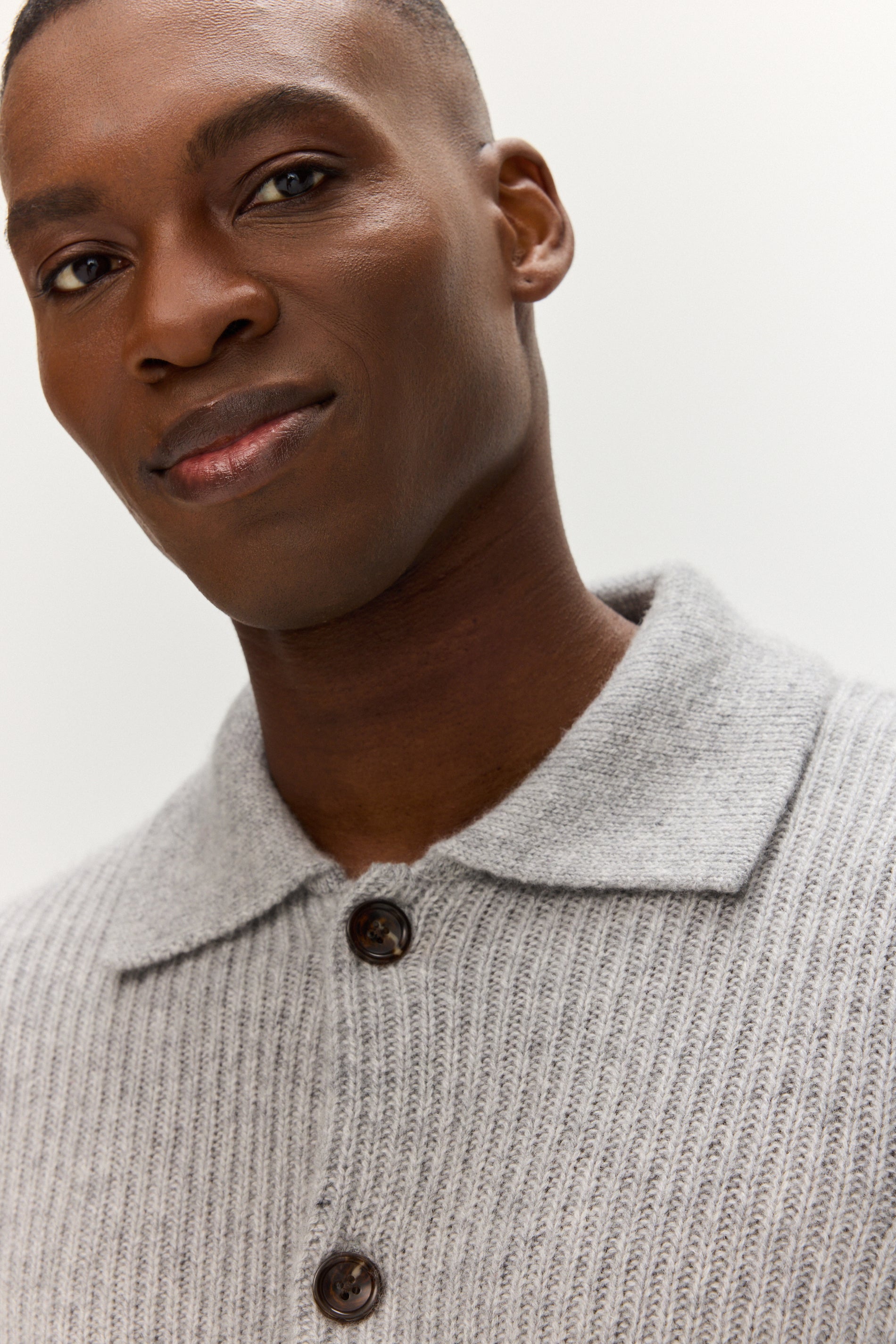 Davida Man Rib Cardigan Sweaters Light Grey
