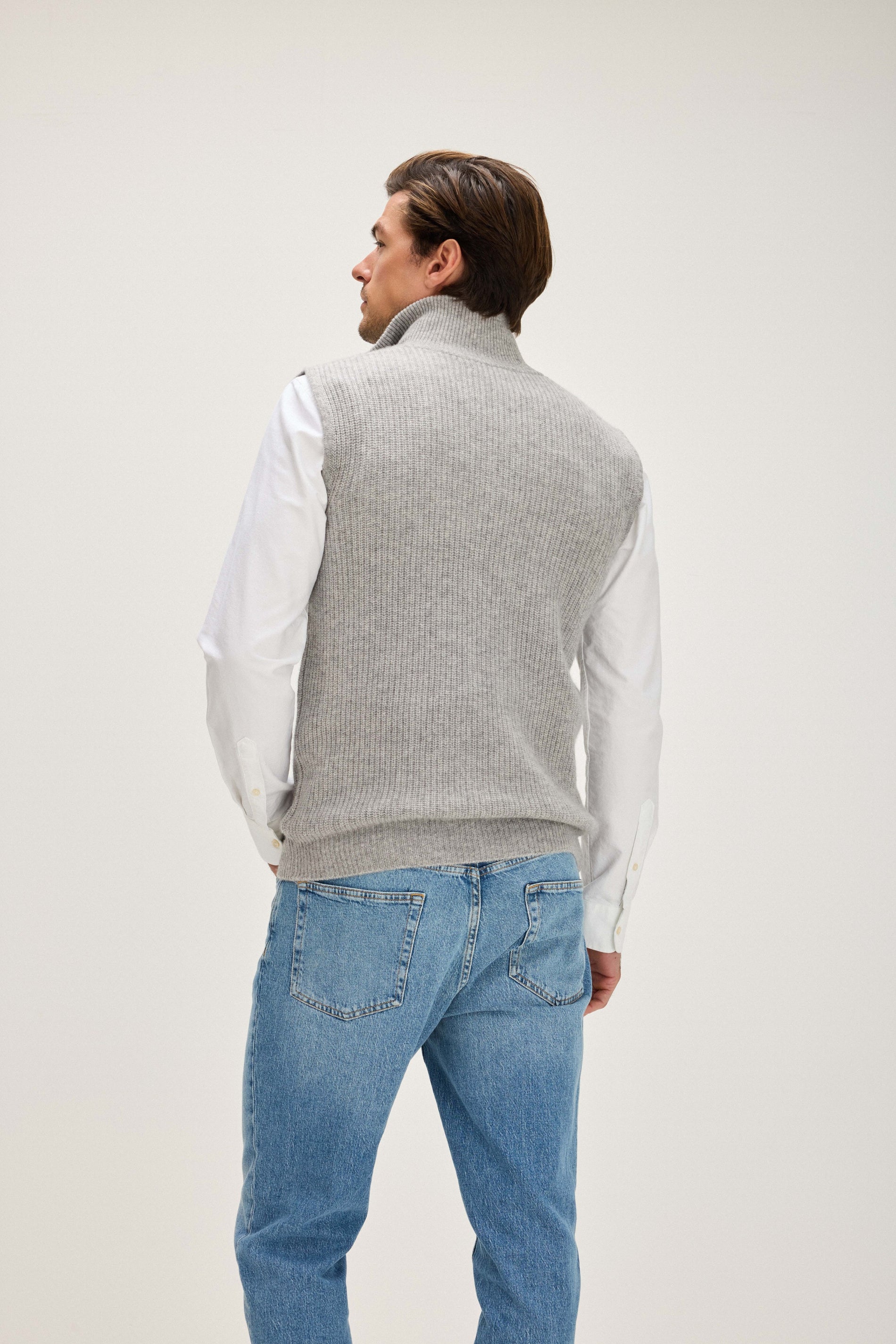 Davida Man Zip Pockets Vest Sweaters Light Grey