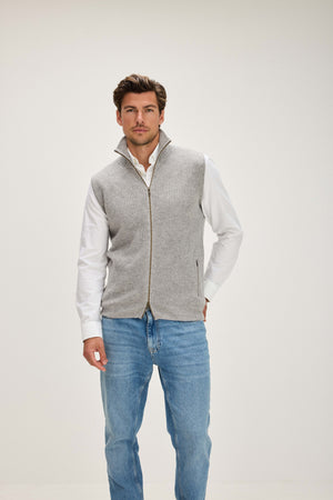 Man Zip Pockets Vest - Light Grey