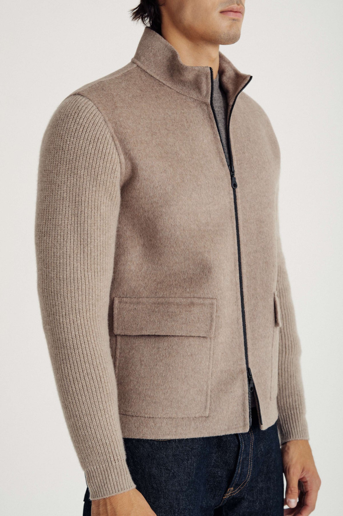 Davida Man woven jacket with pockets Outerwear Sand