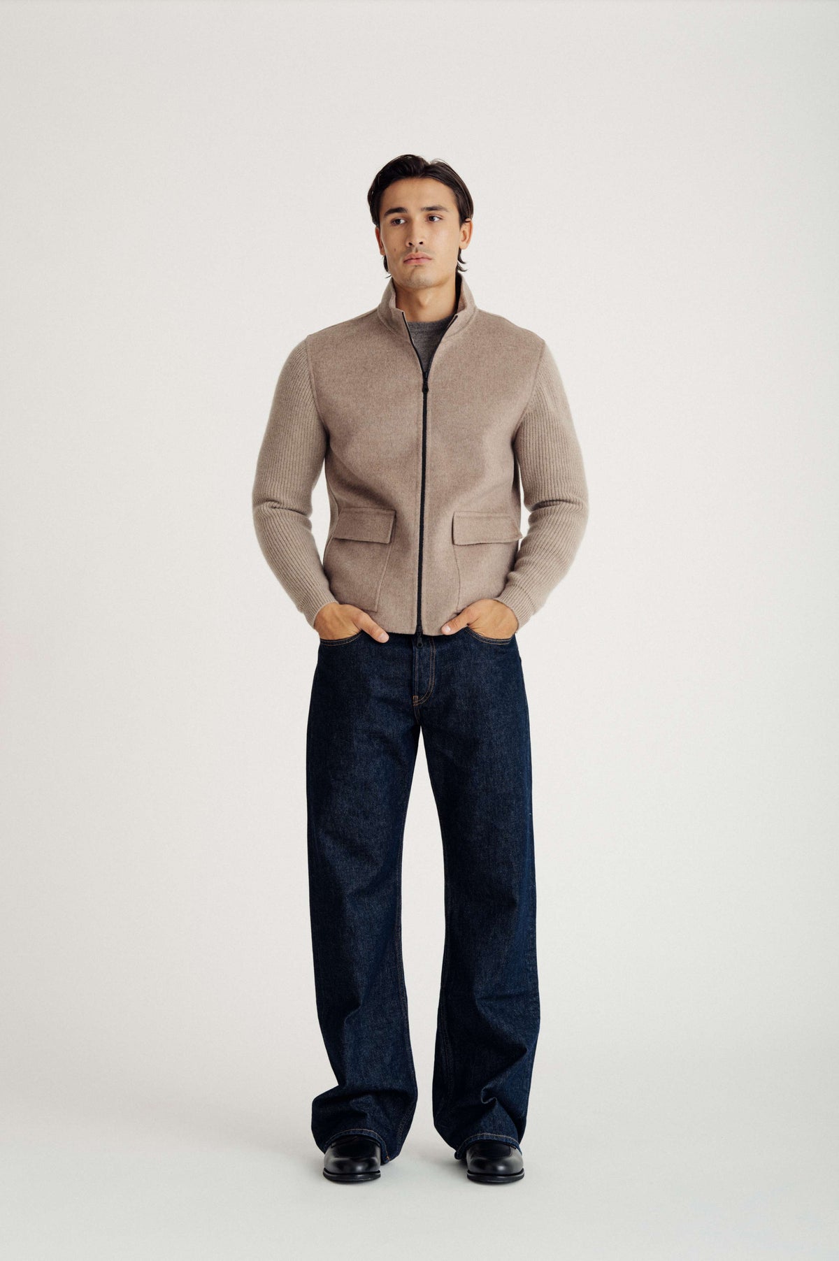 Davida Man woven jacket with pockets Outerwear Sand